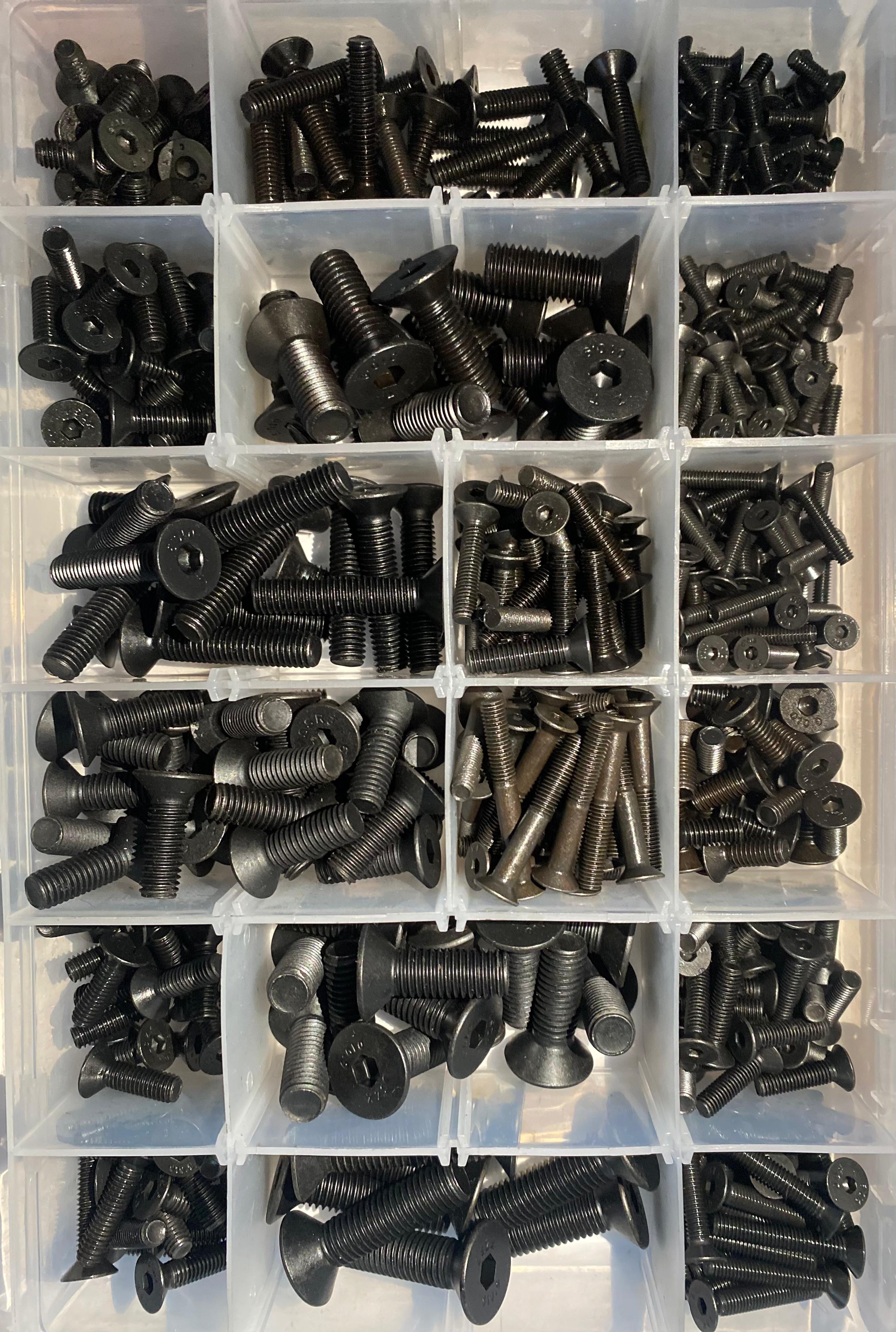 Counter Sunk Allen Socket Head Screws - Din 7991 (Grade 10.9) (Black) | 550 PCS Large Box