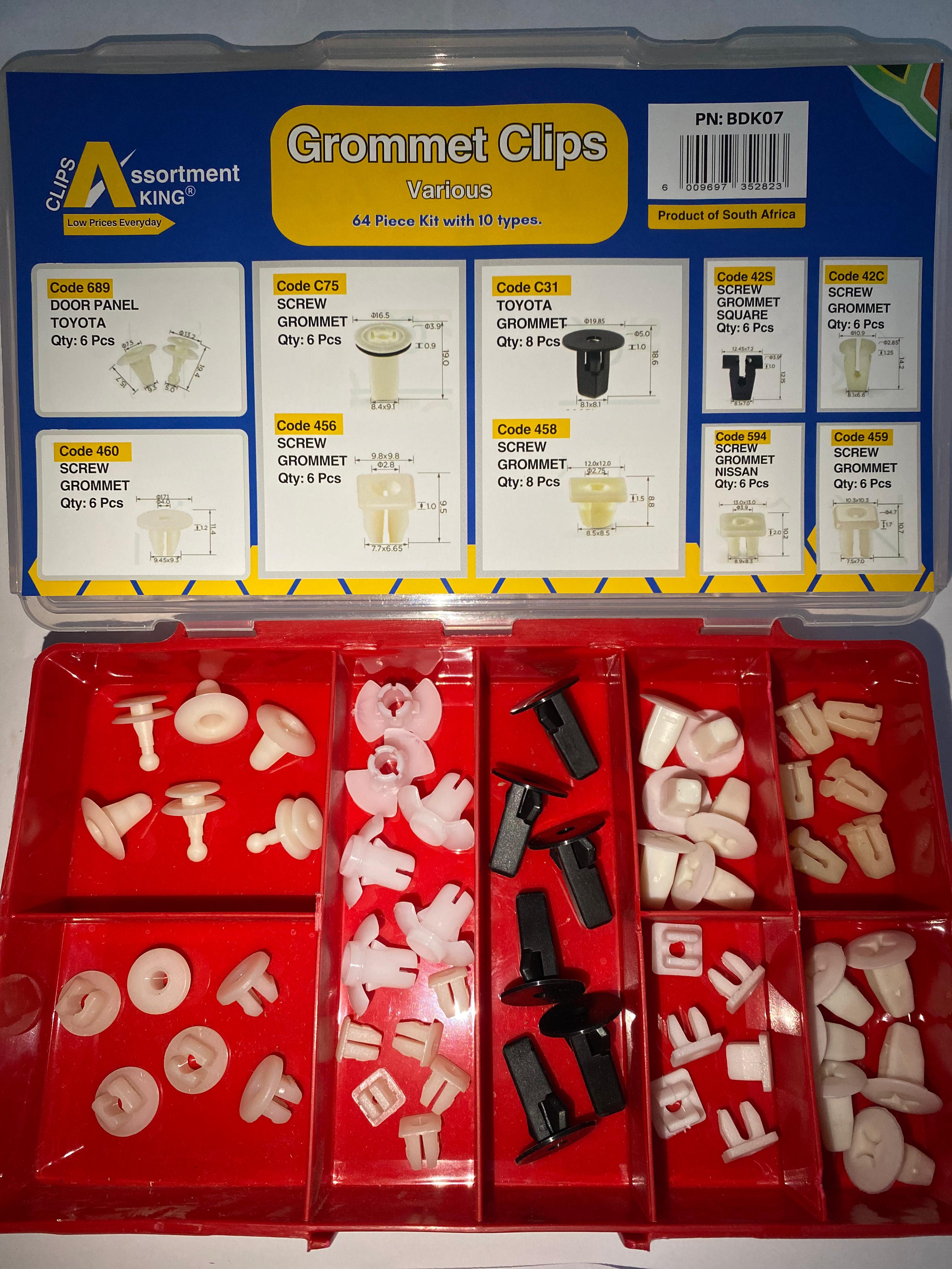 Grommet Clips Assortment – Universal Panel & Screw Grommets | 64 PCS