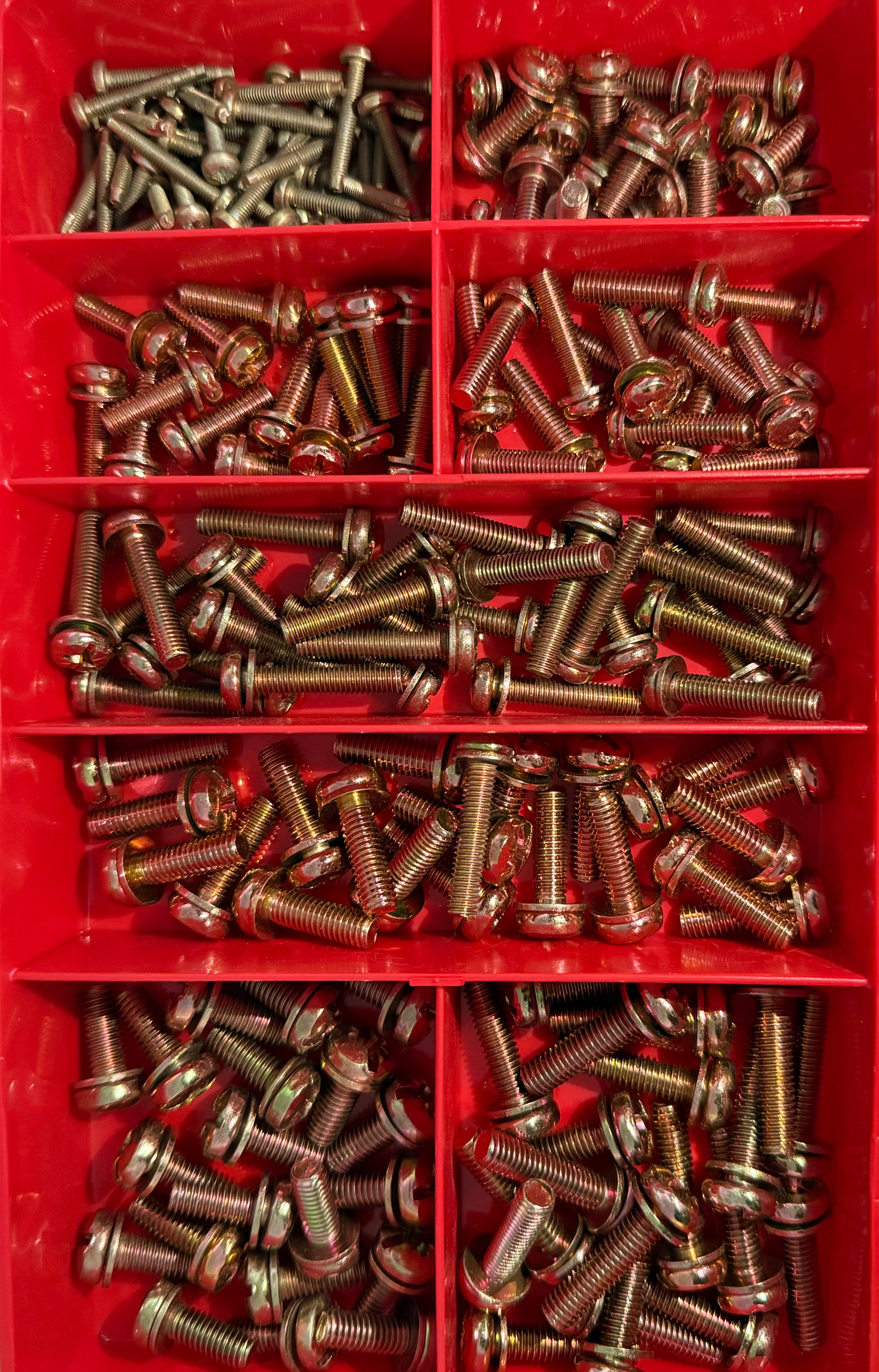 Pan Combi Sems Machine Screws – Zinc Yellow (180 Piece Kit, DIN 7935)