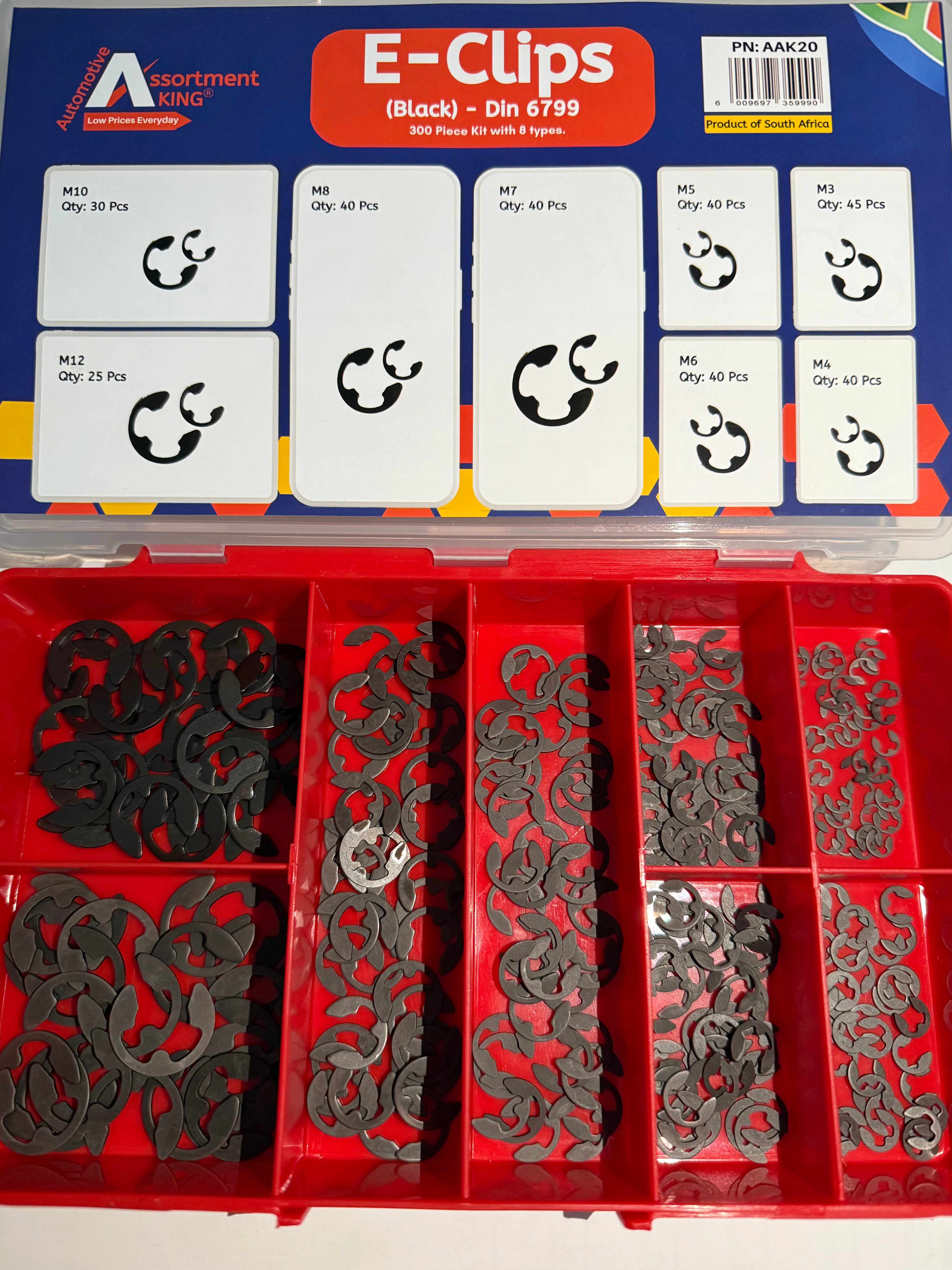 E-Clips (Black) – DIN 6799 (300 Piece Assortment Kit)