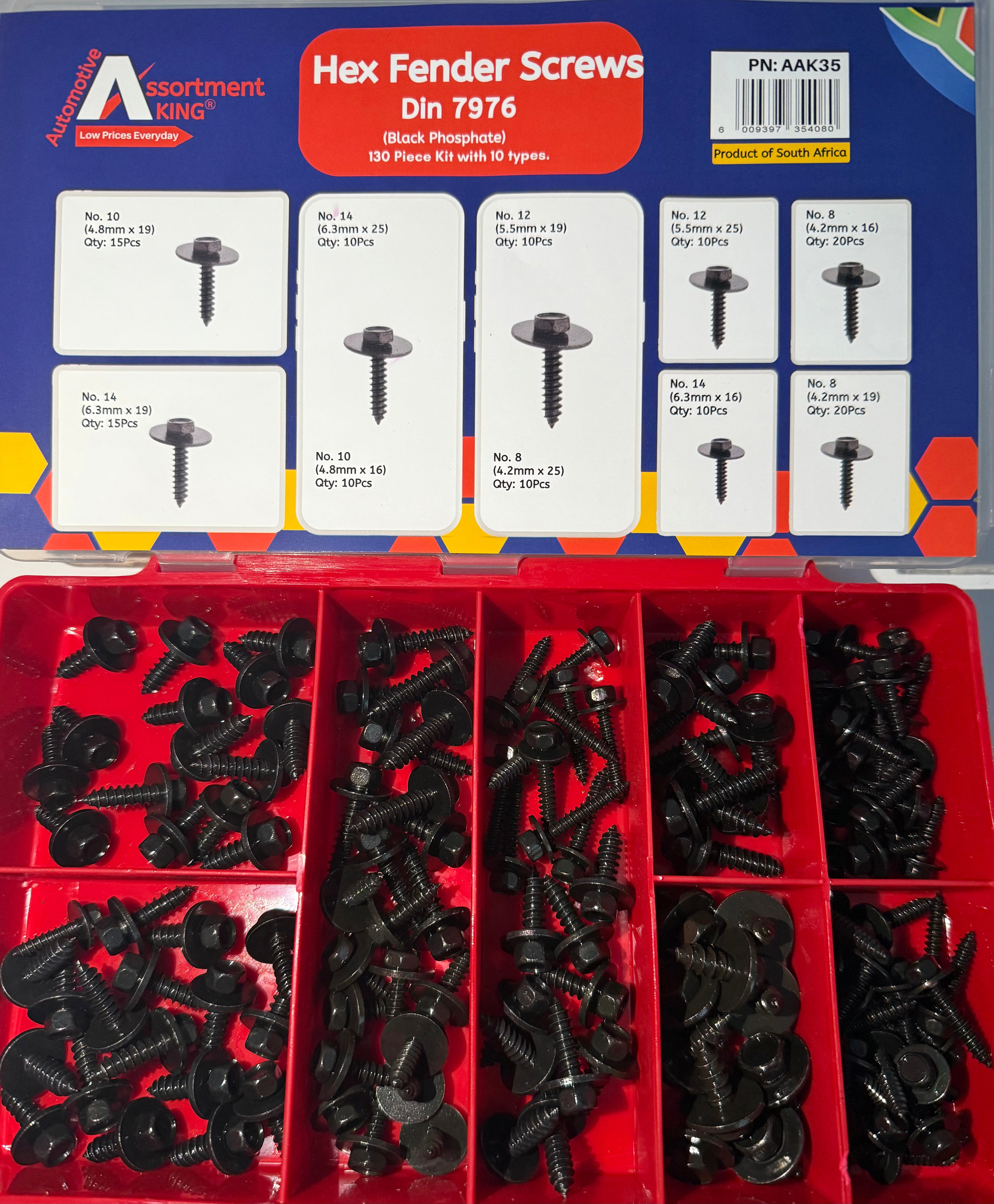 Hex Fender Screws Din 7976 (Black Phosphate) - 130 PCS