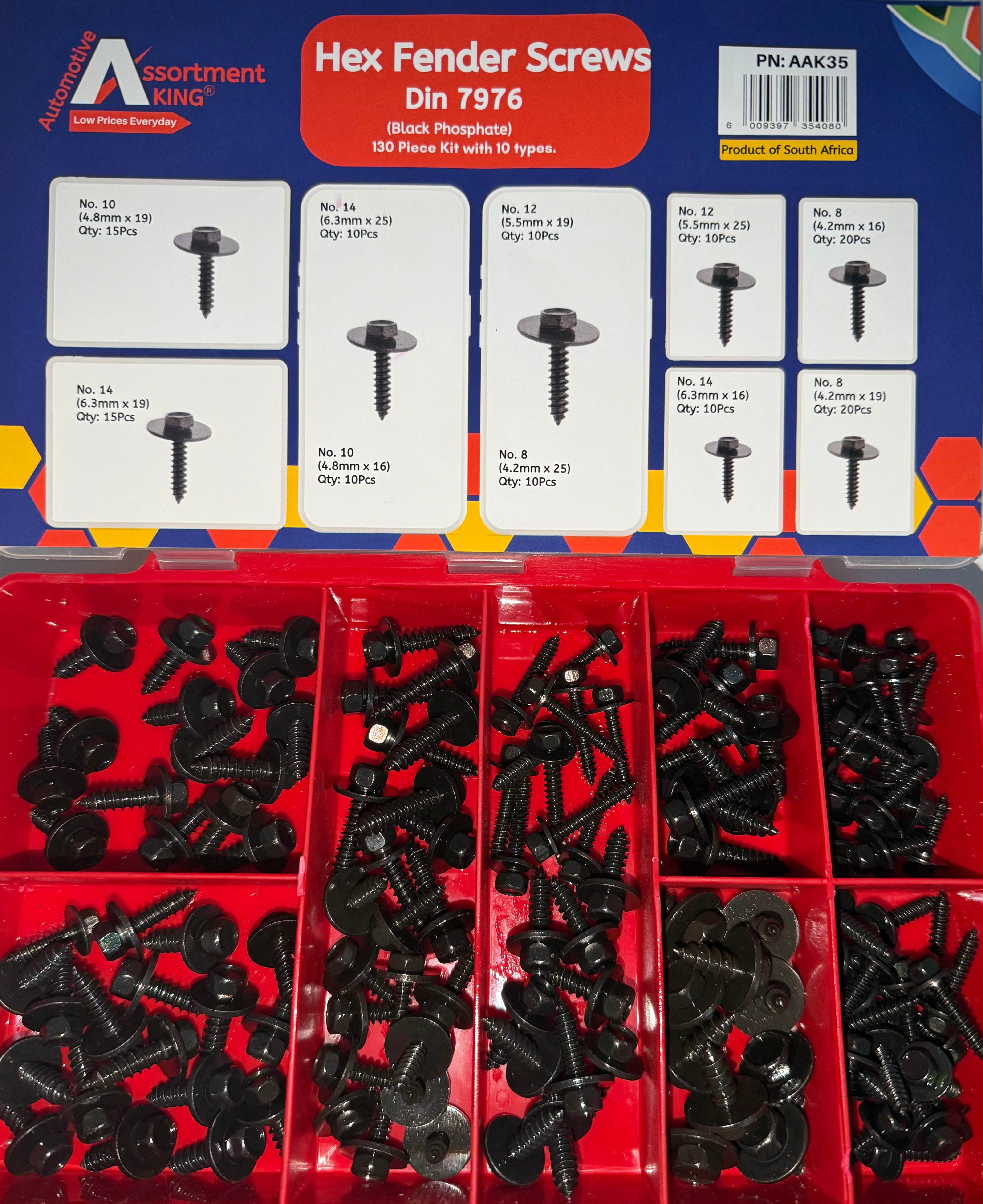 Hex Fender Screws Din 7976 (Black Phosphate) - 130 PCS