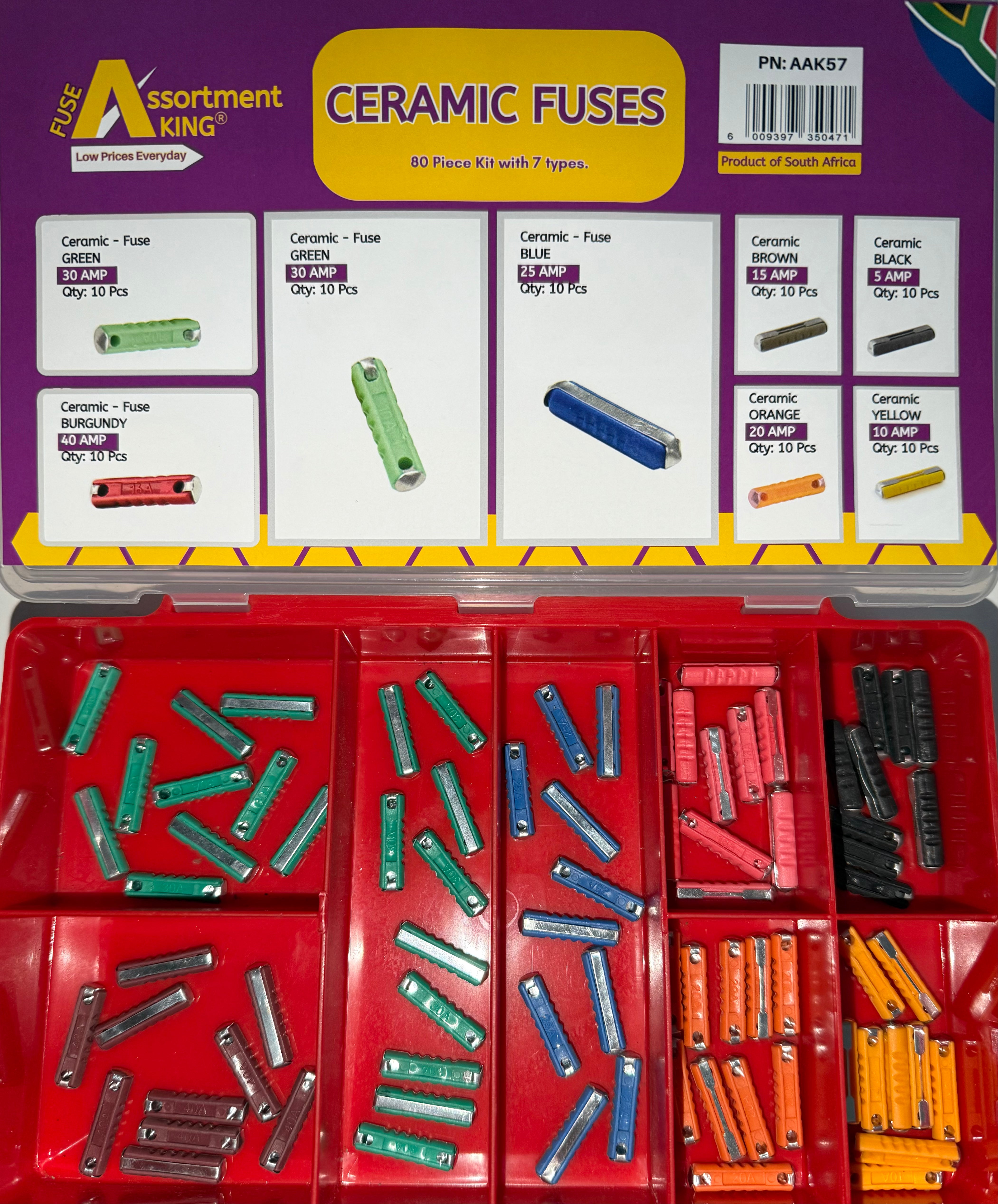 Ceramic Fuses Assortment Kit - (8 Values, 80 PCE)