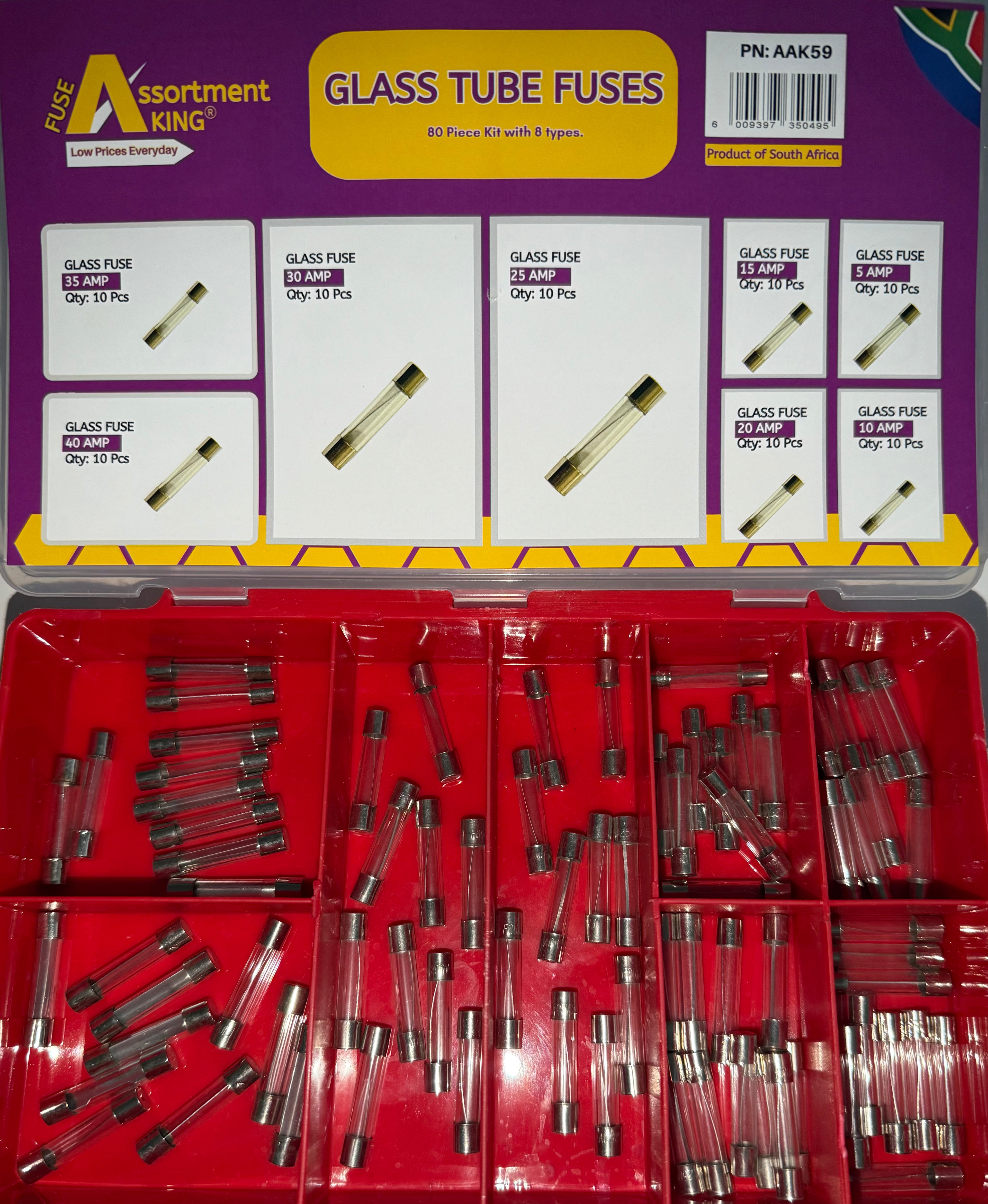 Glass Tube Fuses Assortment Kit - (90 PCE)