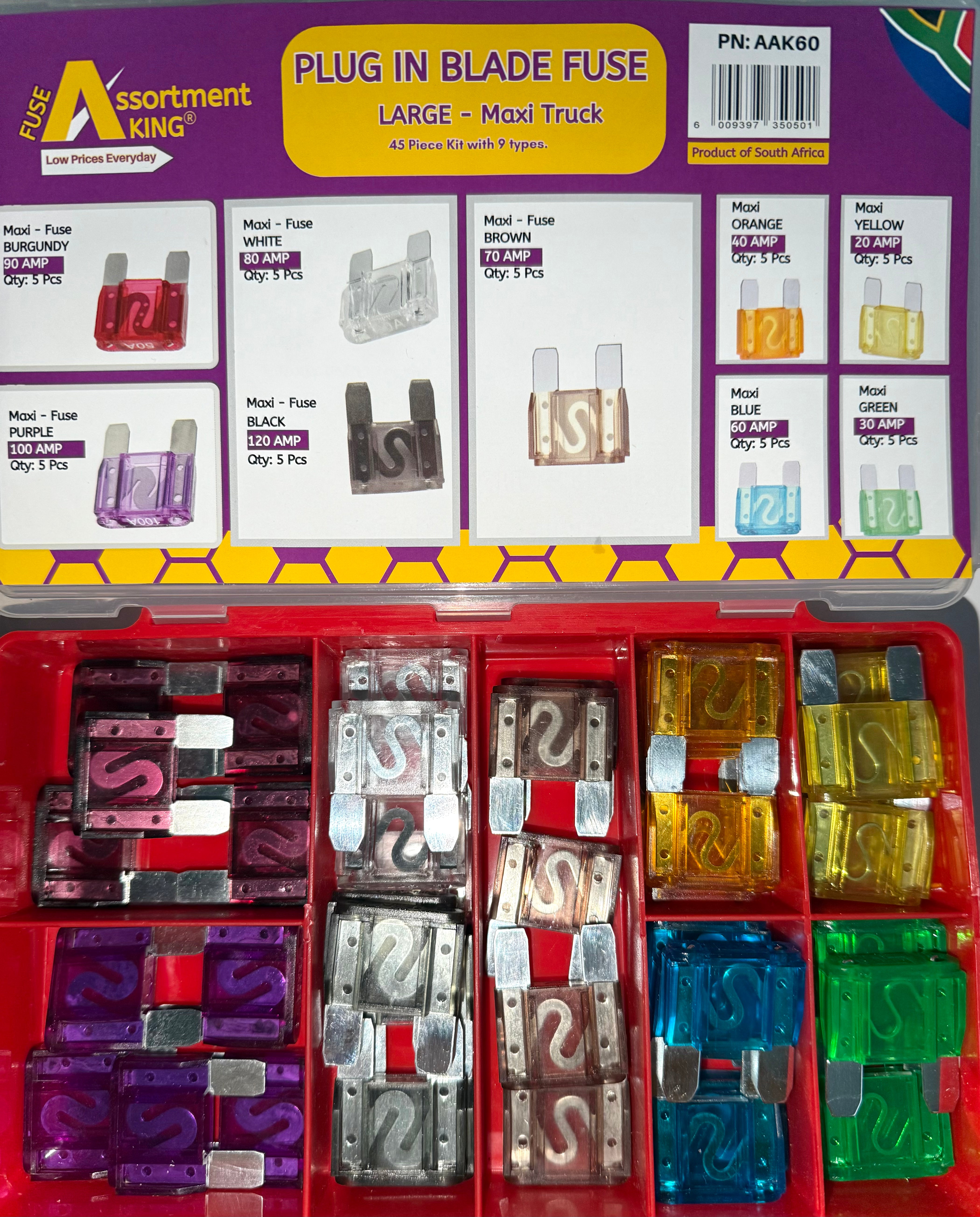 Plug In Blade Fuse-Large-Maxi Truck Assortment Kit (45 PCE)