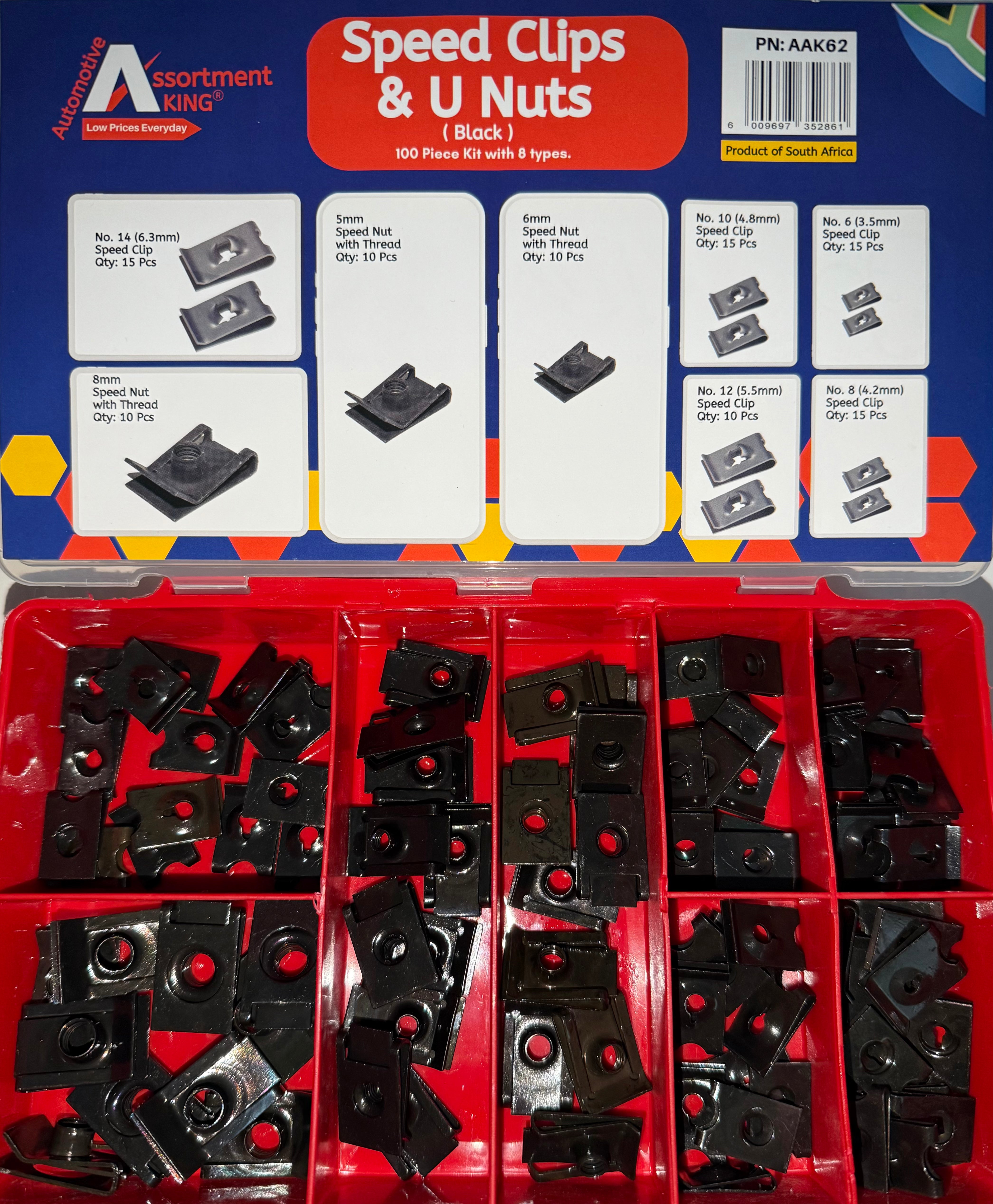 Speed Clips & U Nuts (Black) Assortment Kit – 100 PCS