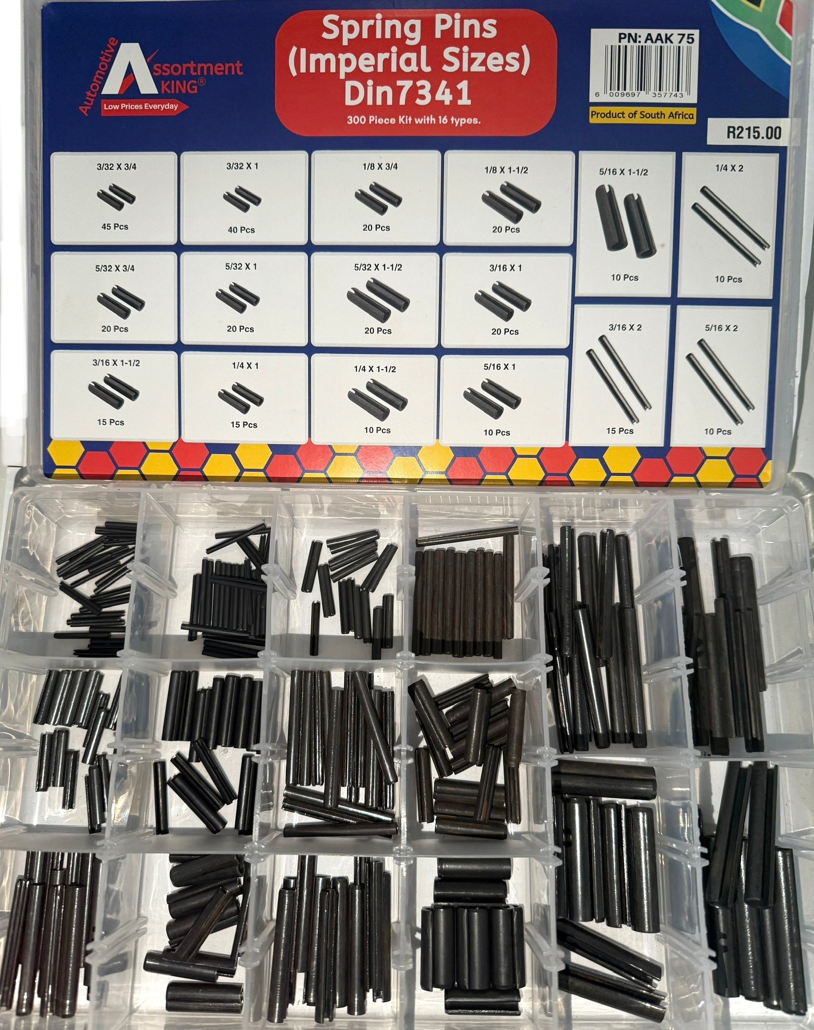 Spring Pins (Imperial Sizes) Din 7341 (300 Pieces) | Large Box