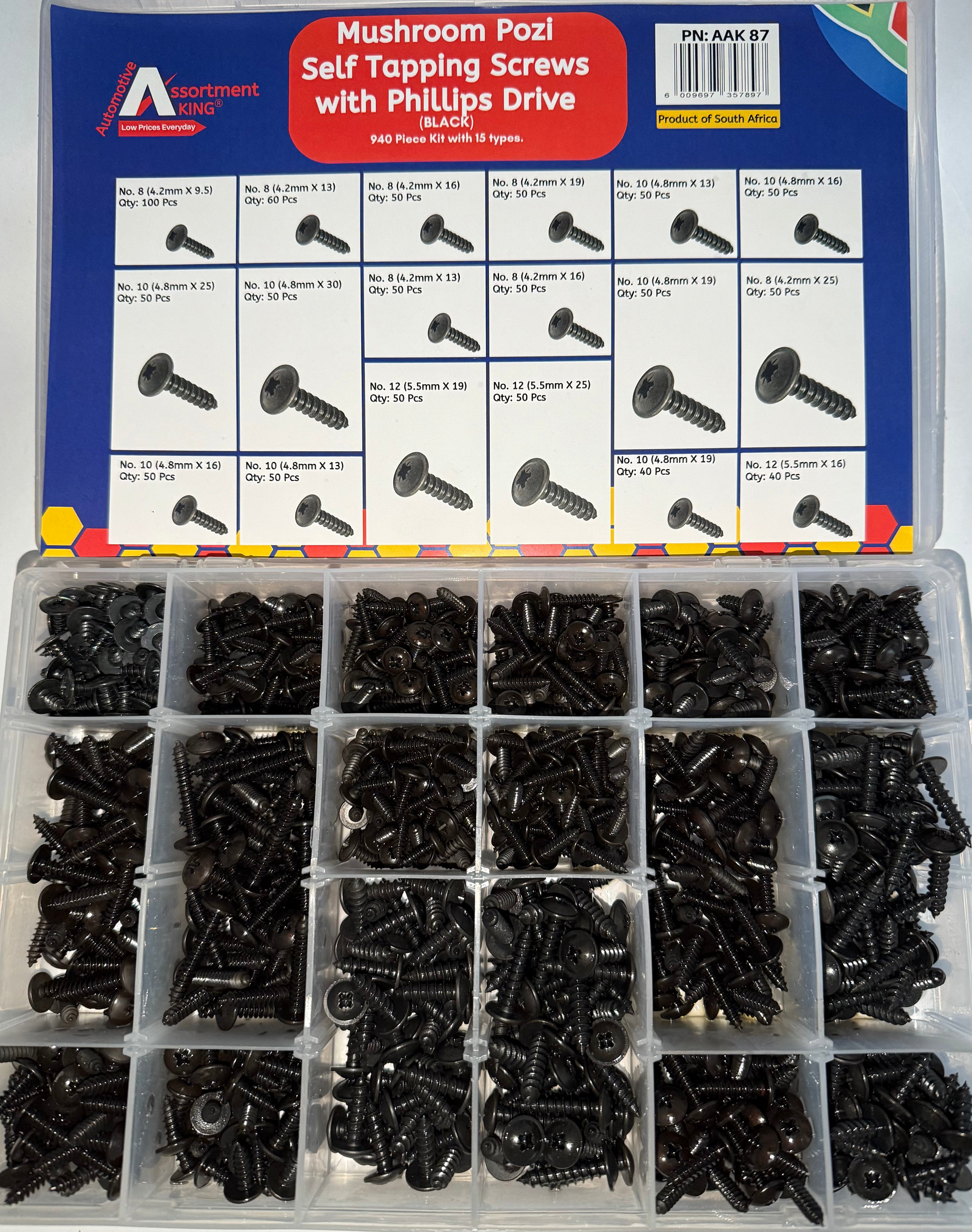 Mushroom Pozi Self Tapping Screws with Phillips Drive – 940 Pieces | Large Box