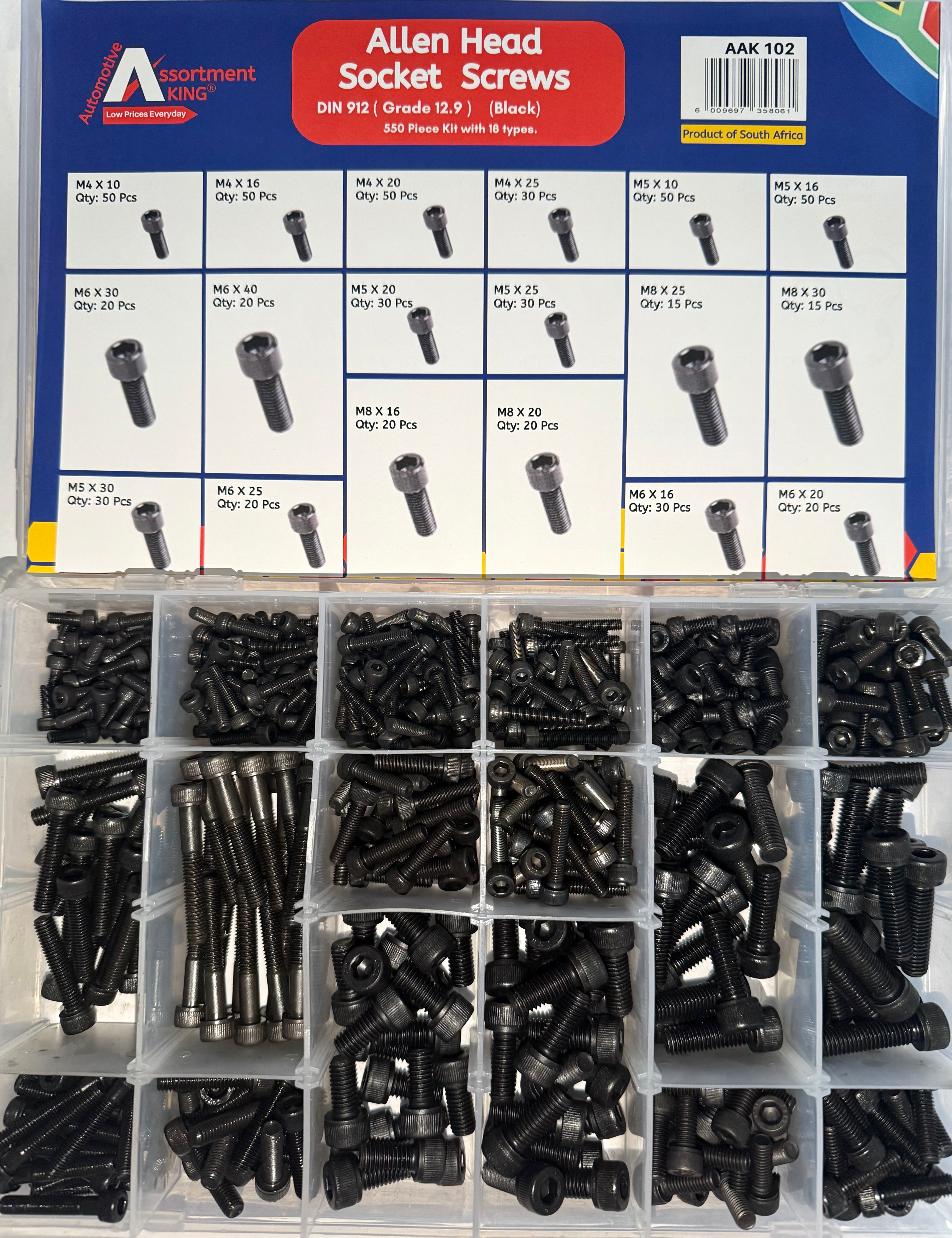 Allen Head Socket Screws - Din 912 (Grade 12.9) (Black) 550 PCS | Large Box
