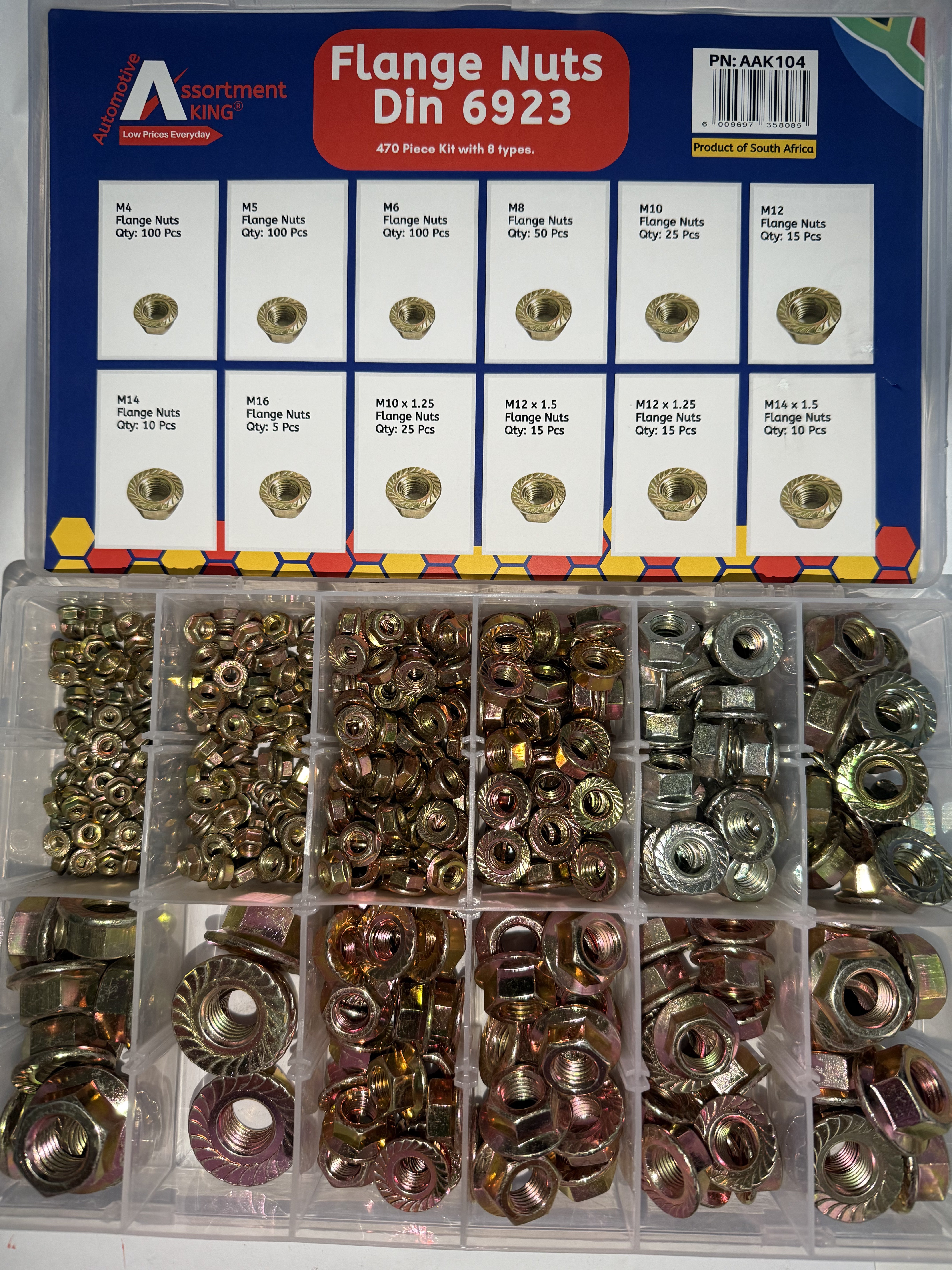 Flange Nuts Din 6923 (Zinc-Plated Steel) 470 PCS | Large Box