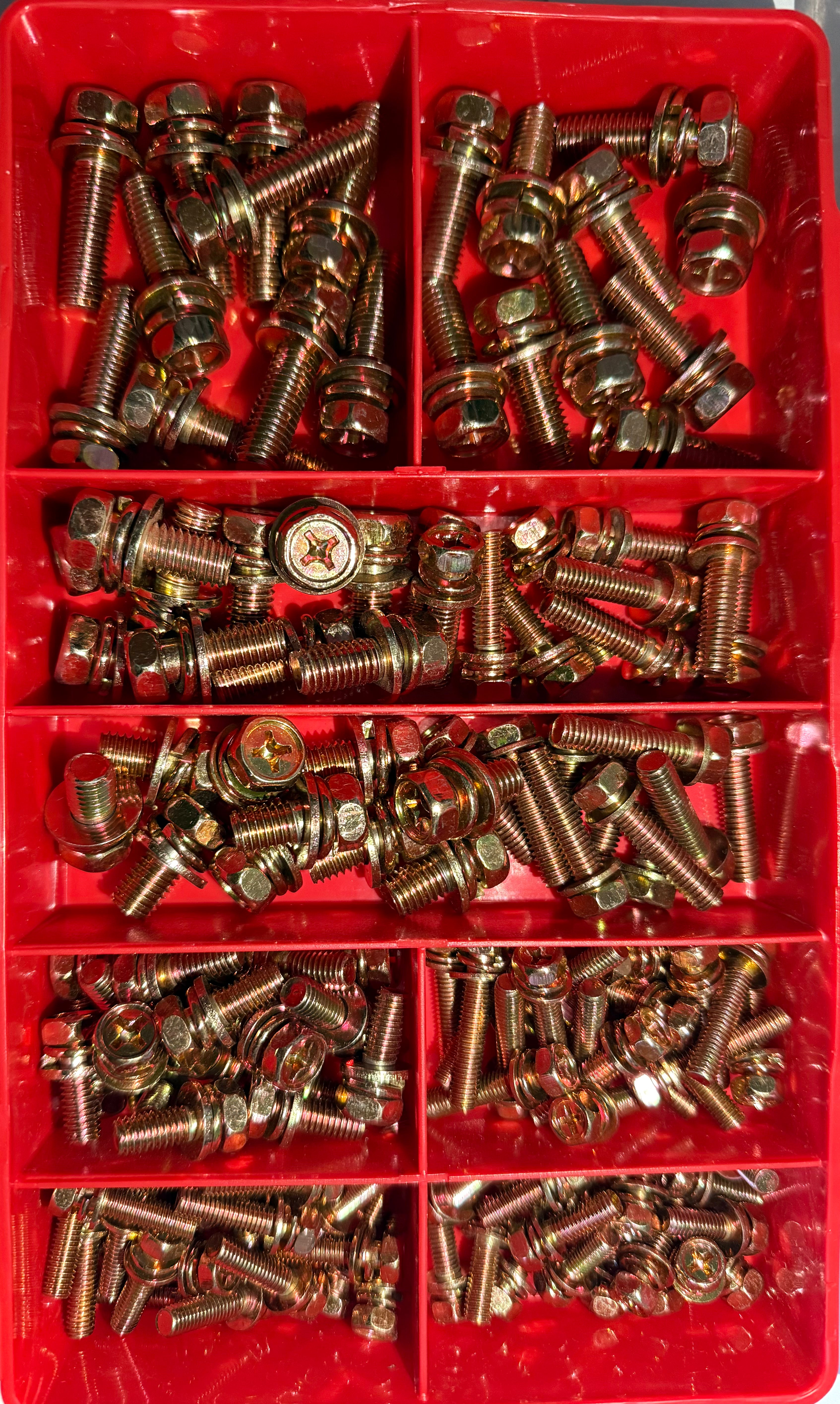 Jap Fine Hex Sems Screws Yellow Zinc - Small Size