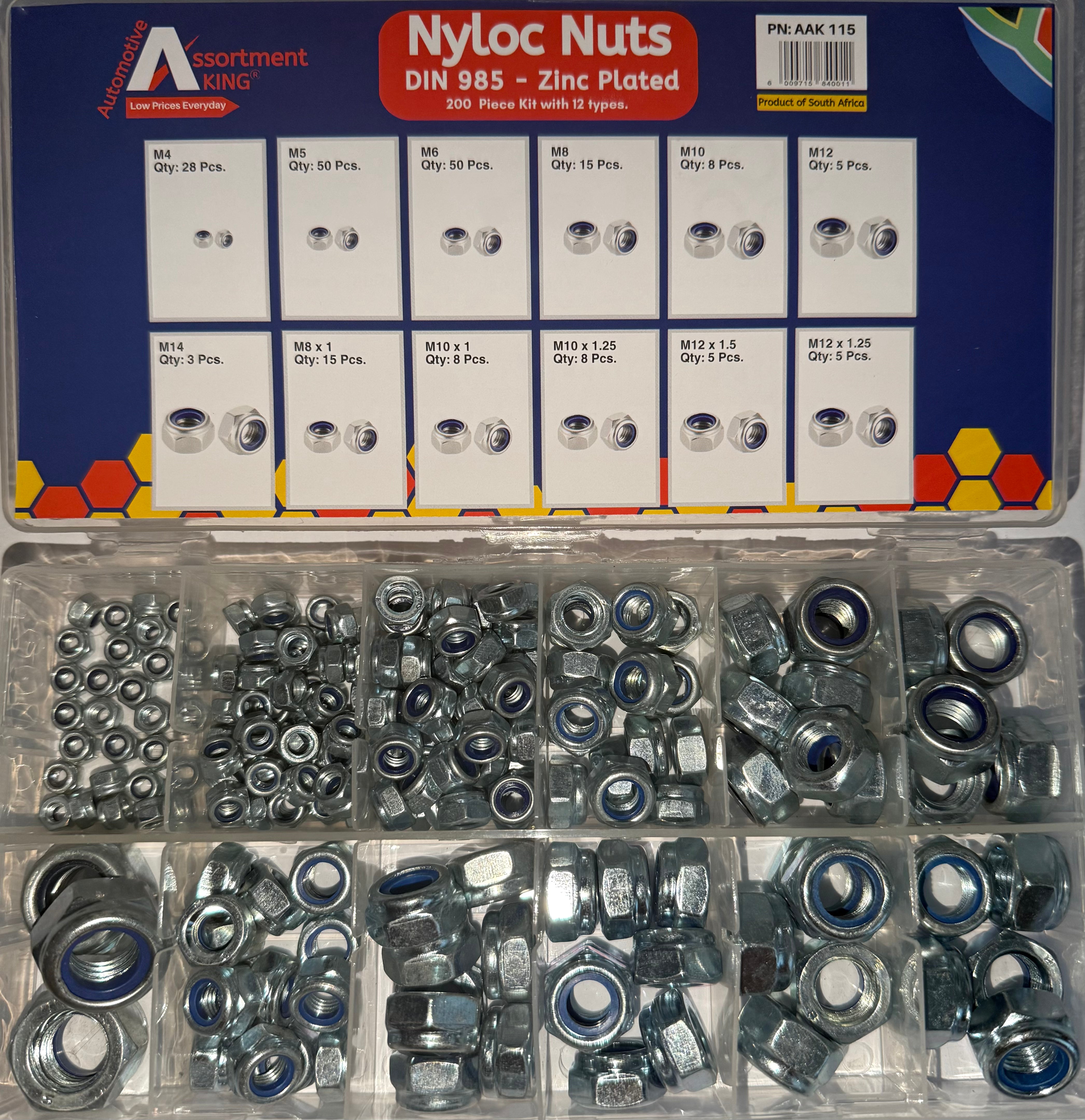 Nyloc Nuts - Din 985 - Zinc Plated 200 PCS | Large Box