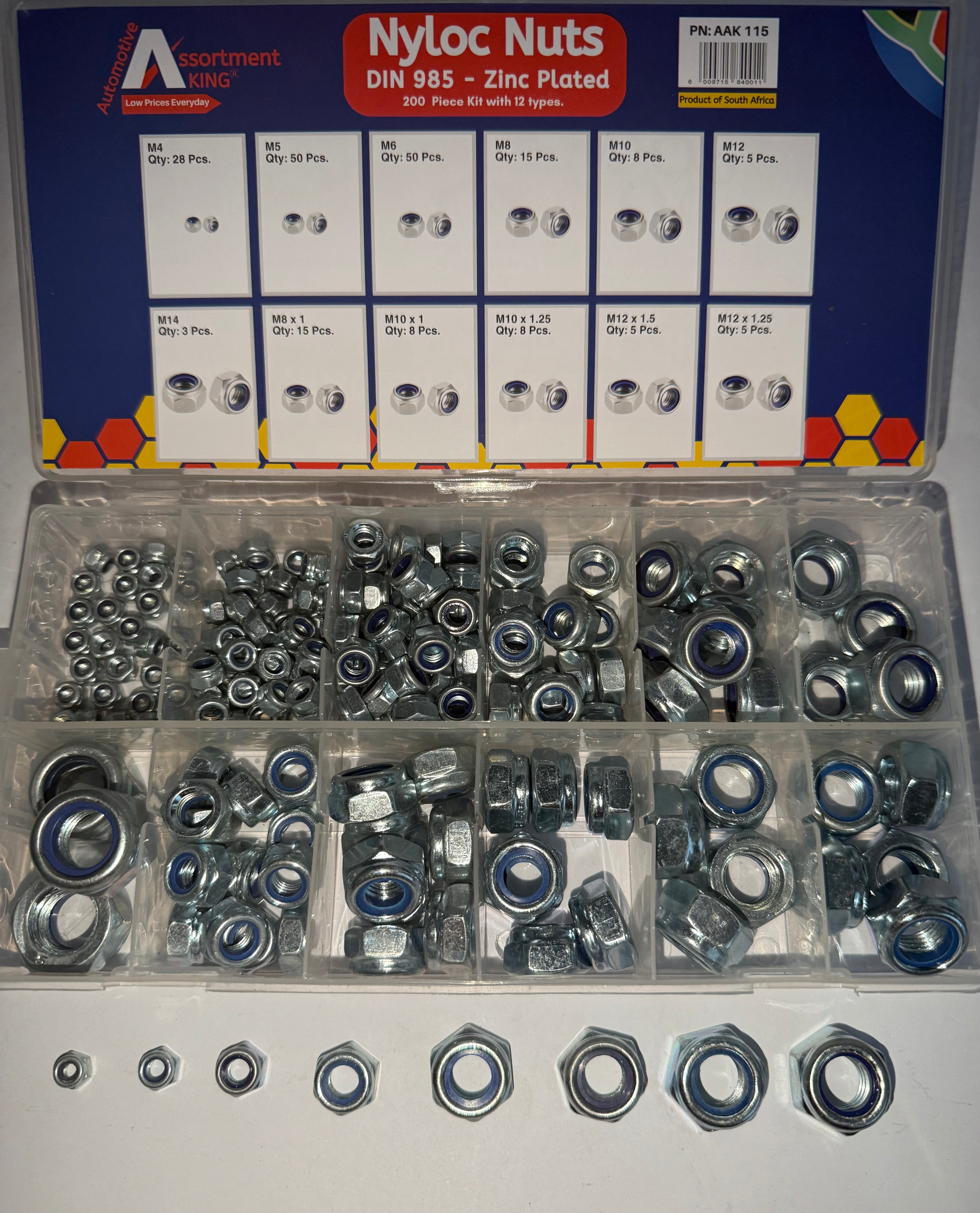 Nyloc Nuts - Din 985 - Zinc Plated 200 PCS | Large Box