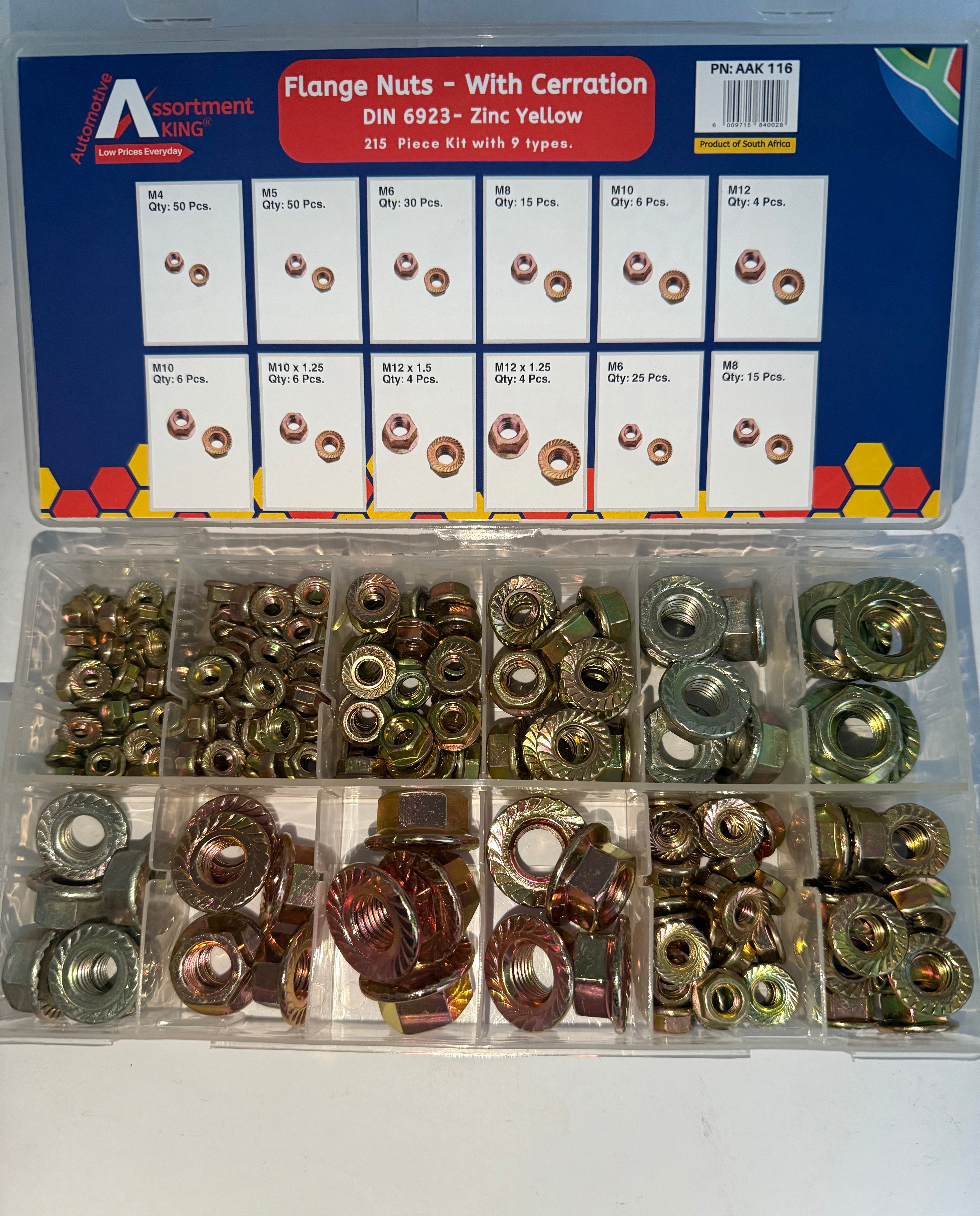 Flange Nuts-With Cerration - Din 6923-Zinc Yellow 215 PCS | Large Box