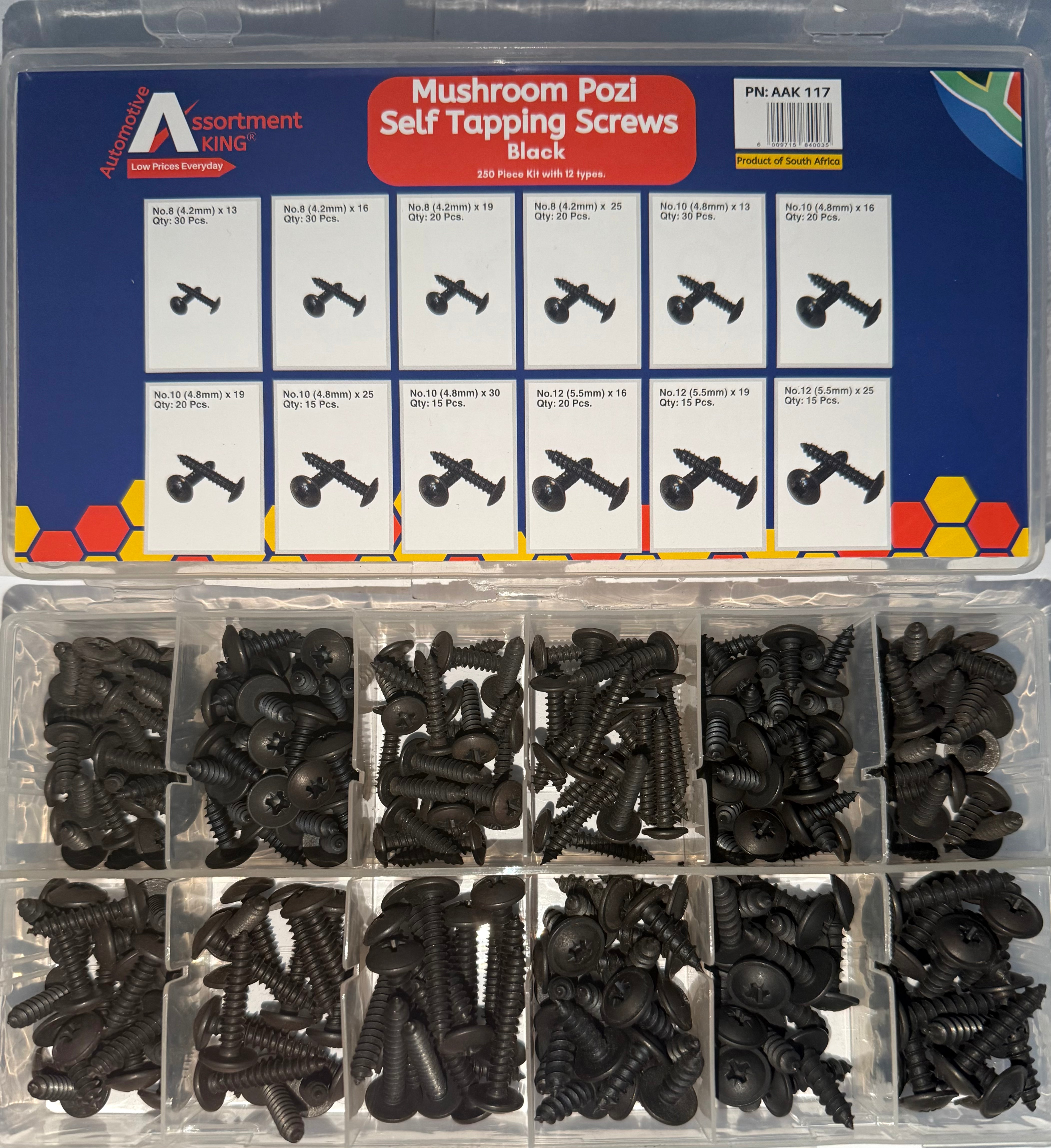 Mushroom Pozi Self Tapping Screws - Black 250 PCS | Large Box
