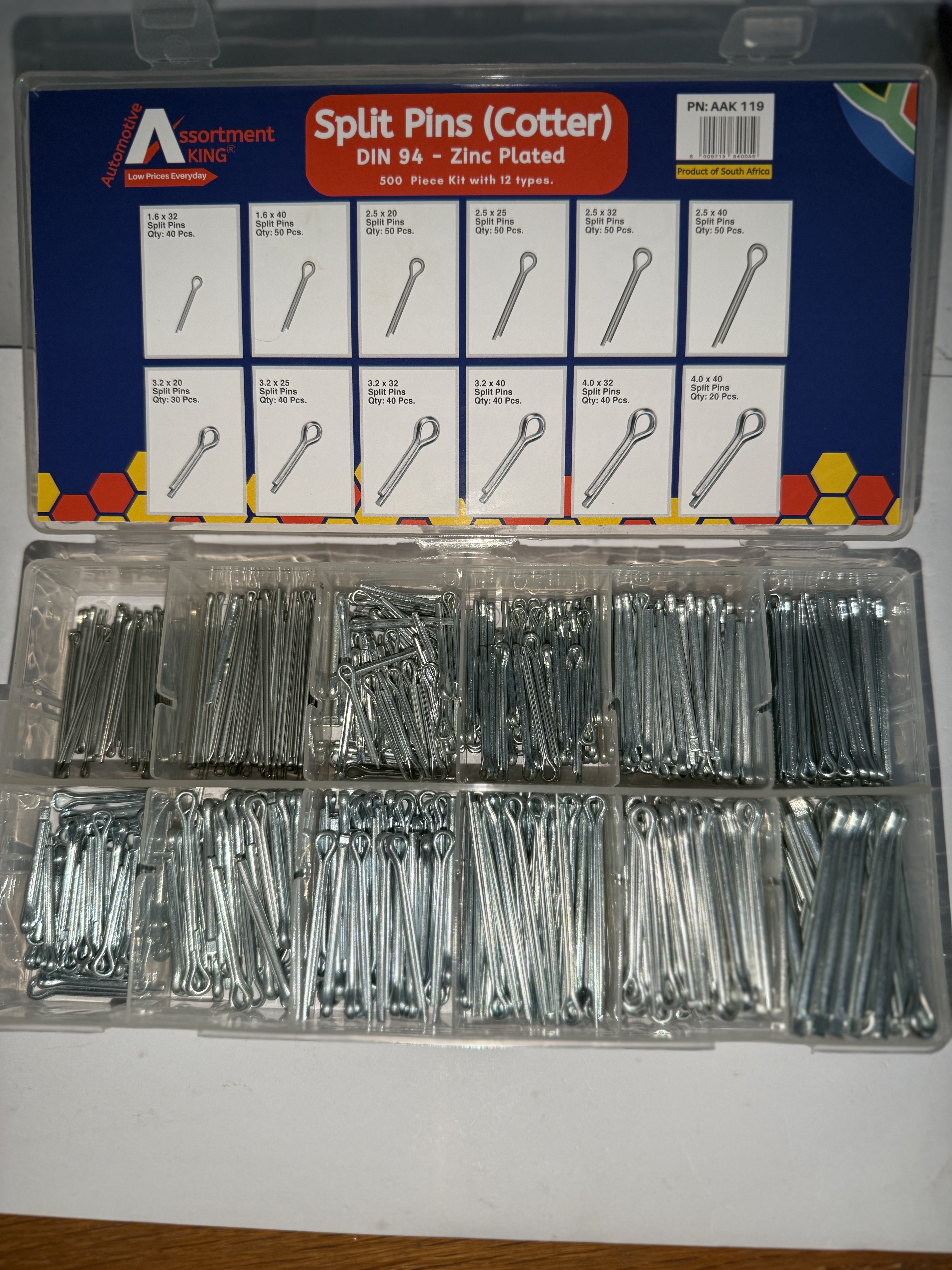 Split Pins (Cotter) - Din 94 - Zinc Plated 500 PCS | Large Box