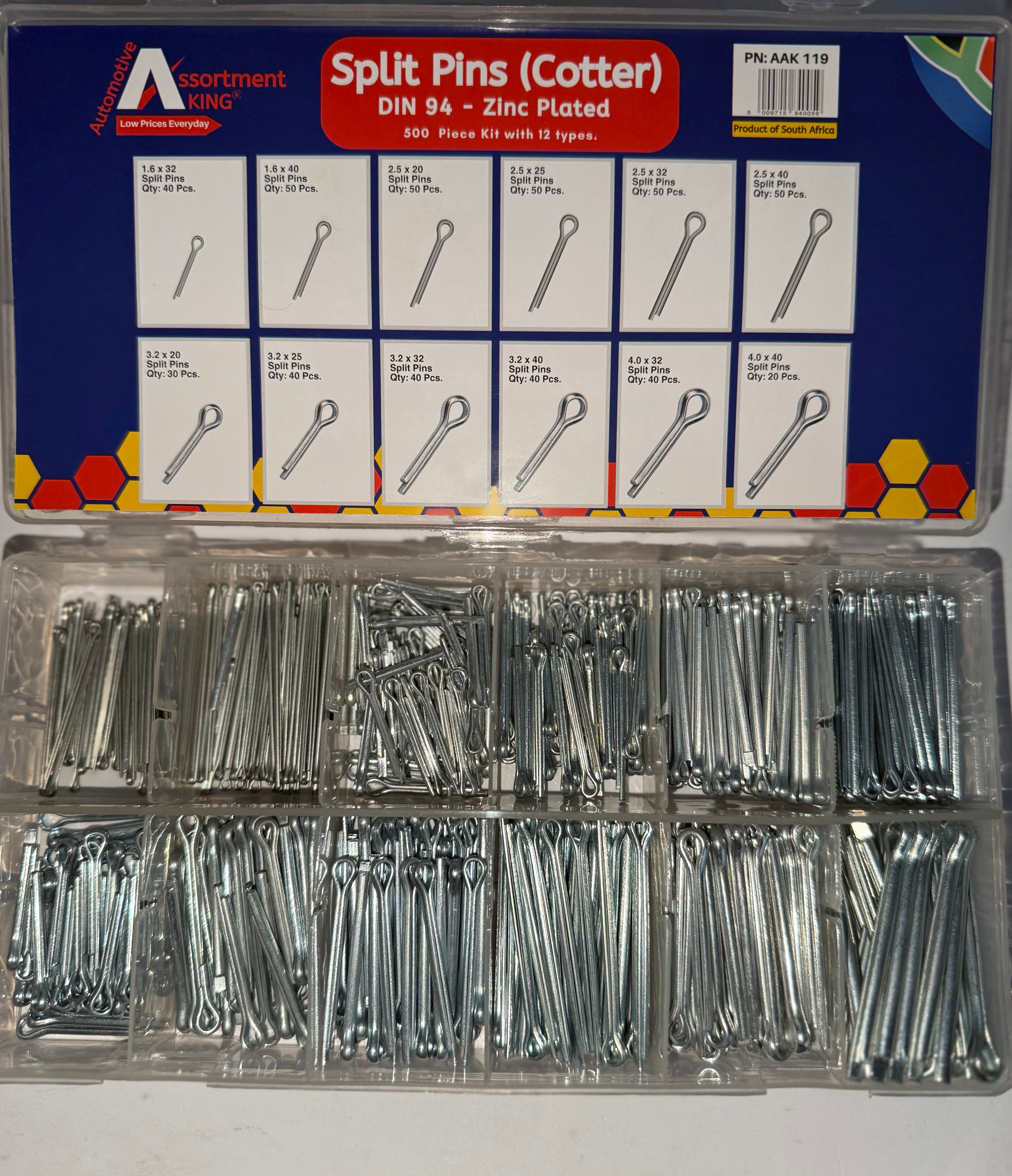 Split Pins (Cotter) - Din 94 - Zinc Plated 500 PCS | Large Box