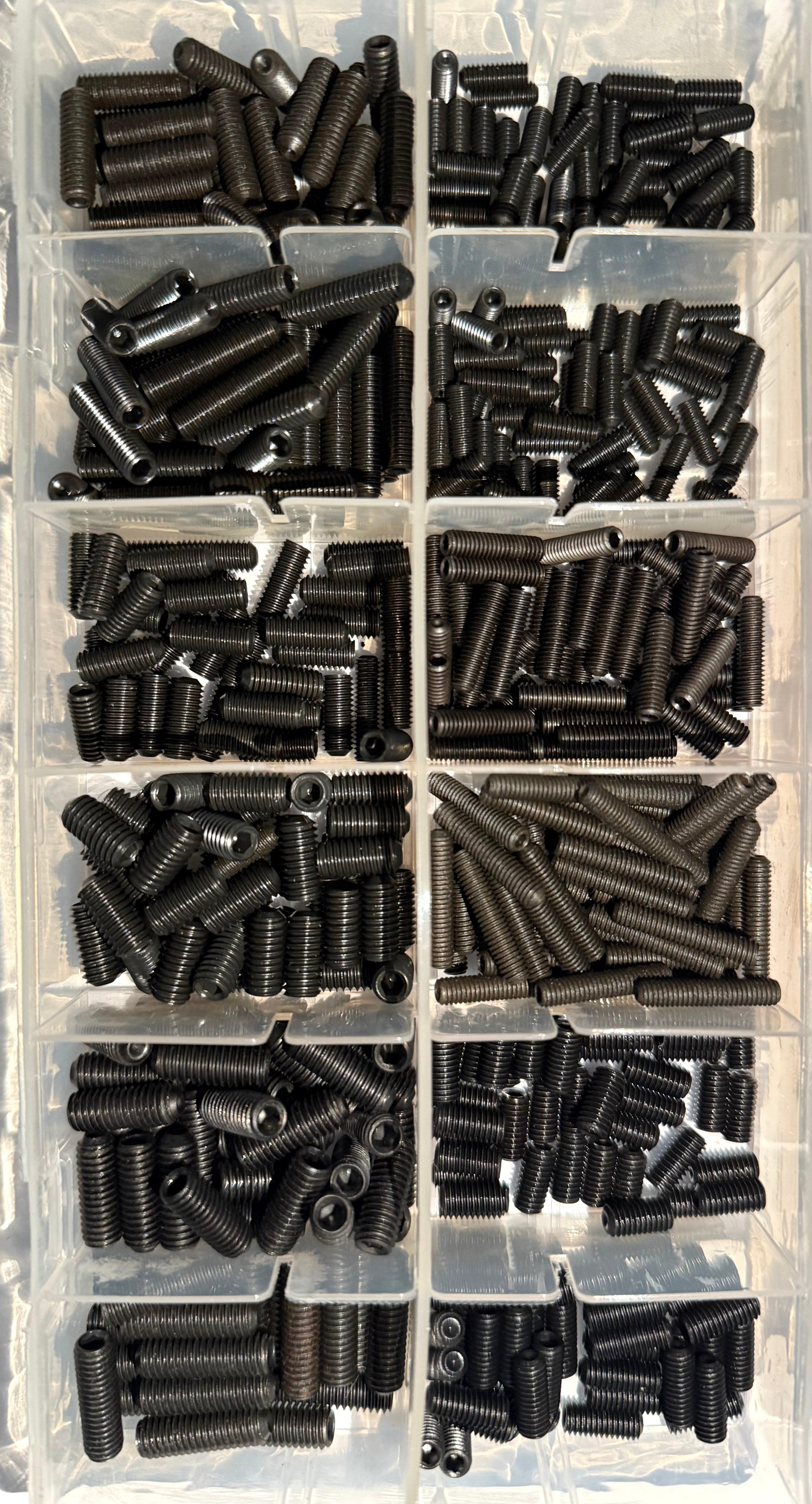 Socket Grub Screws - Din 916 (Grade 10.9) 500 Piece Kit, 12 Types