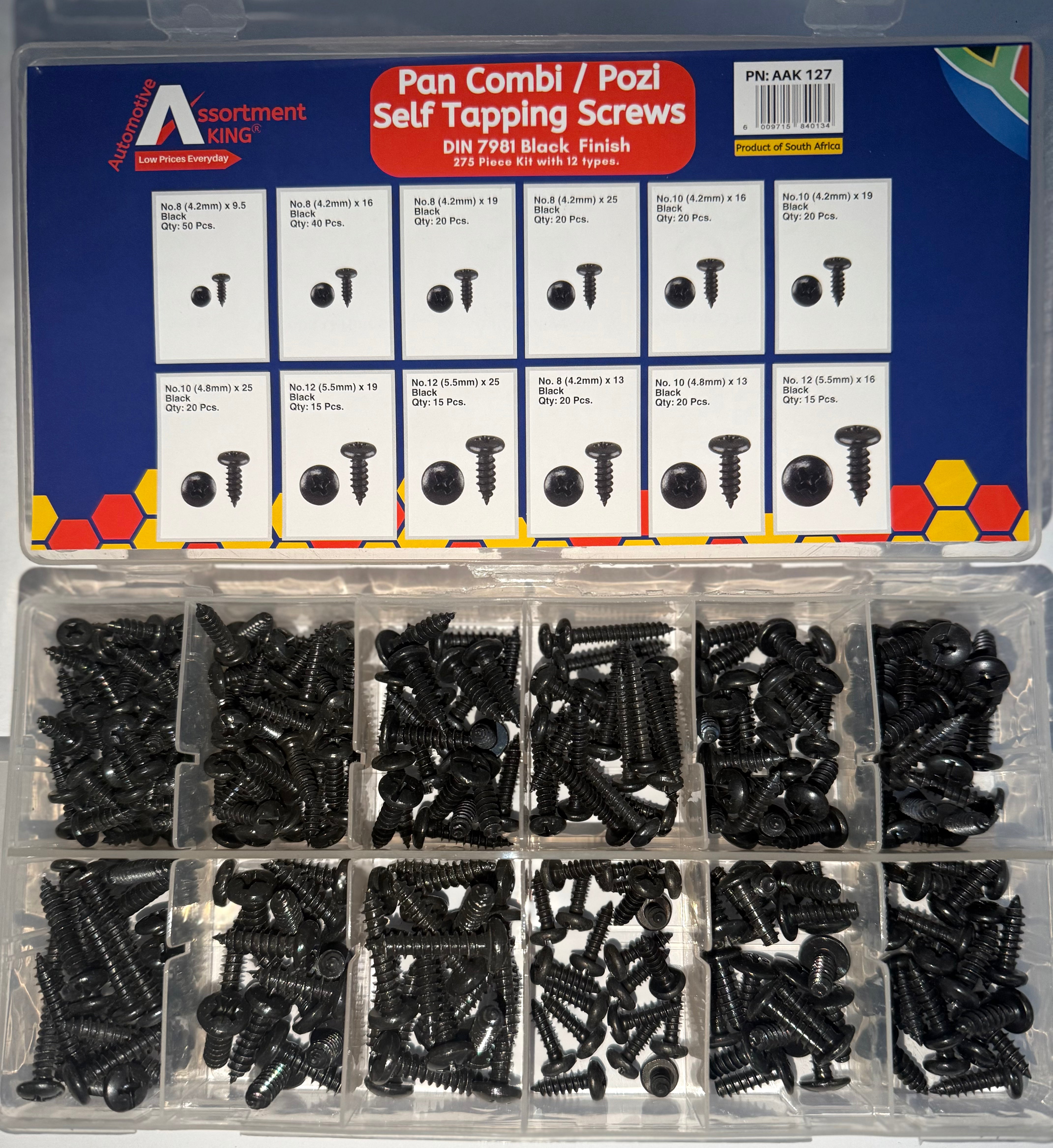 Pan Combi/Pozi Self Tapping Screws - Din 7981 Black Finish | 275 PCS