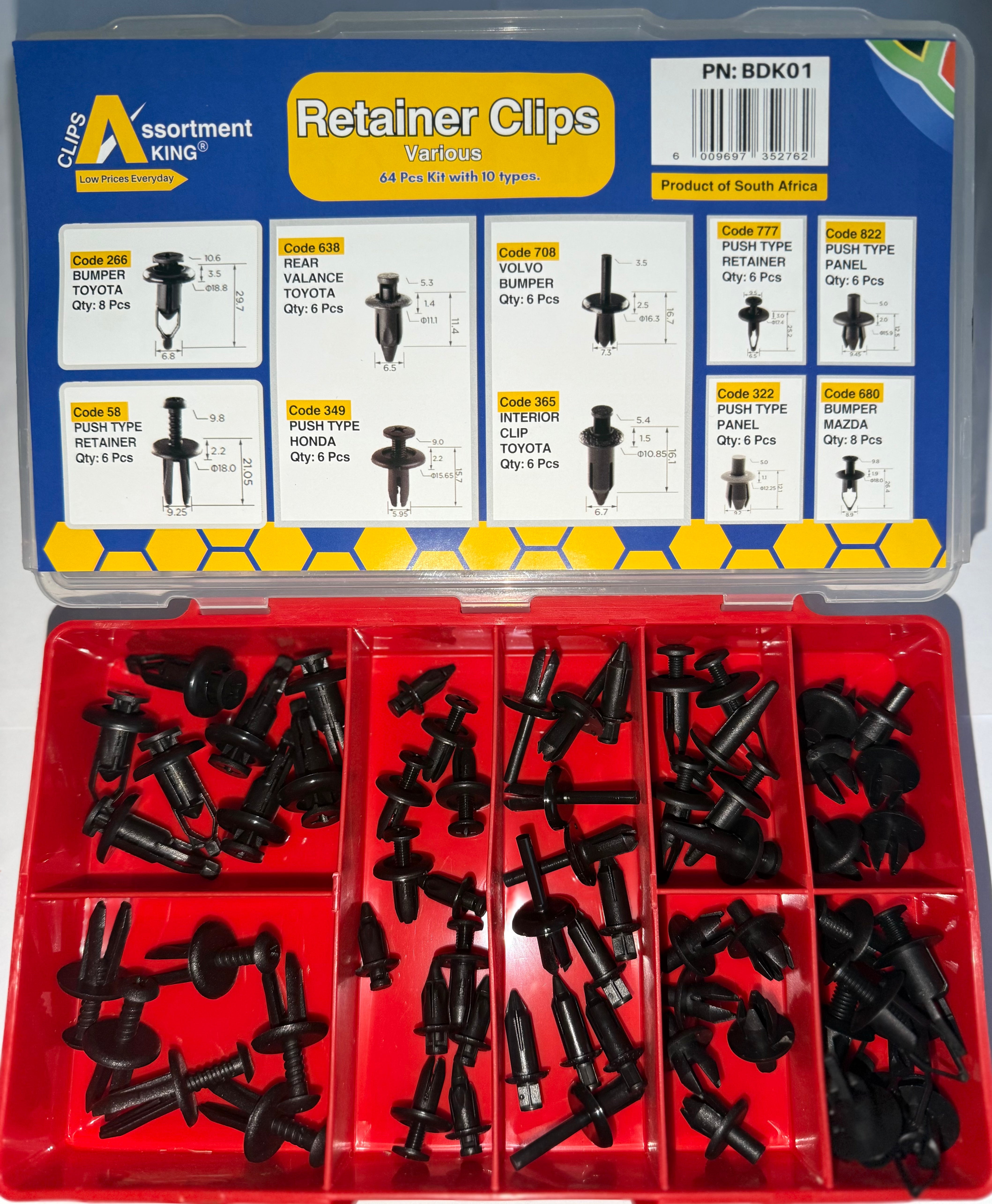 Retainer Clips - Multi-Brand Automotive Panel & Bumper Fasteners | 60 PCS