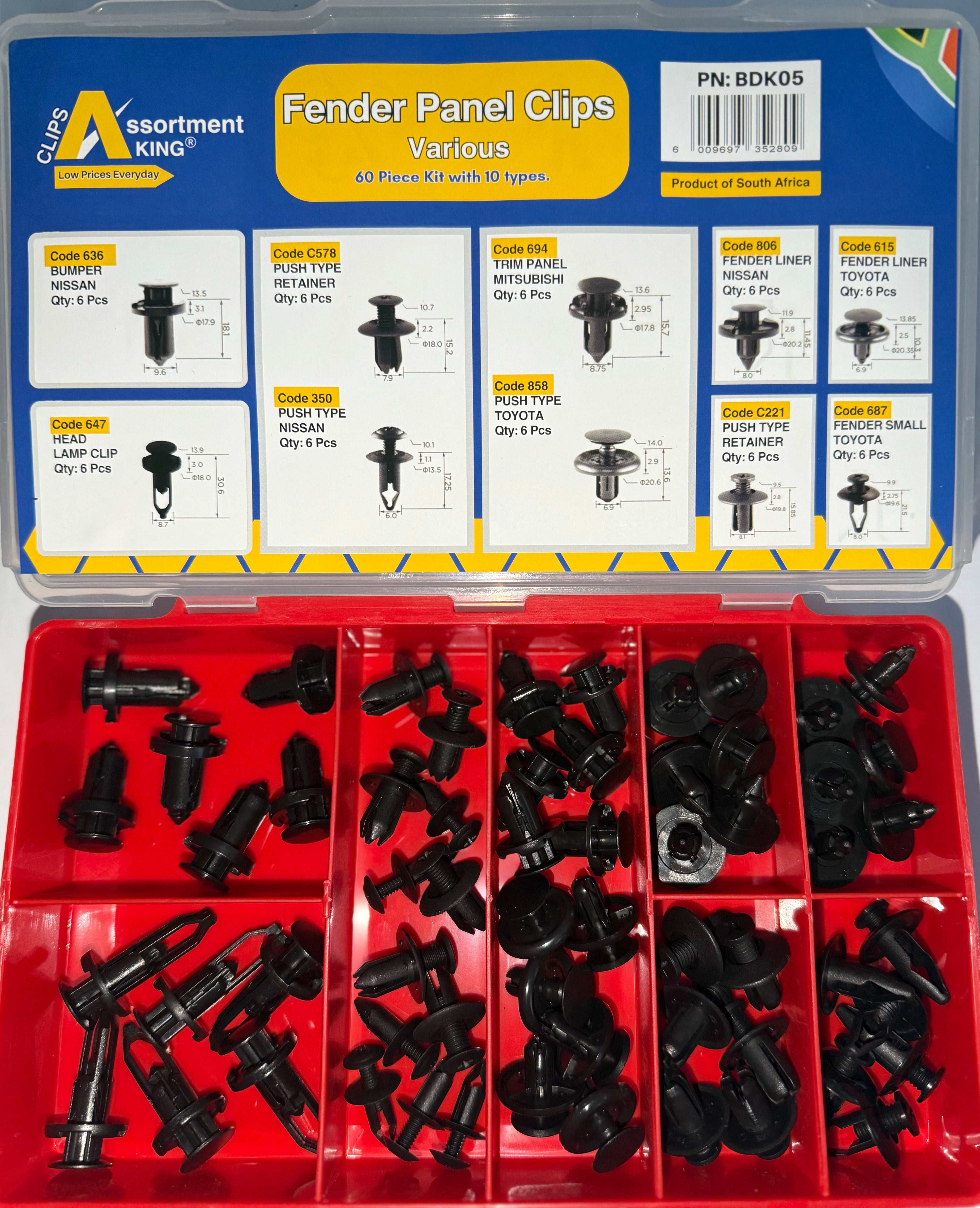 Fender Panel Clips - Mixed Retainers | 60 PCS