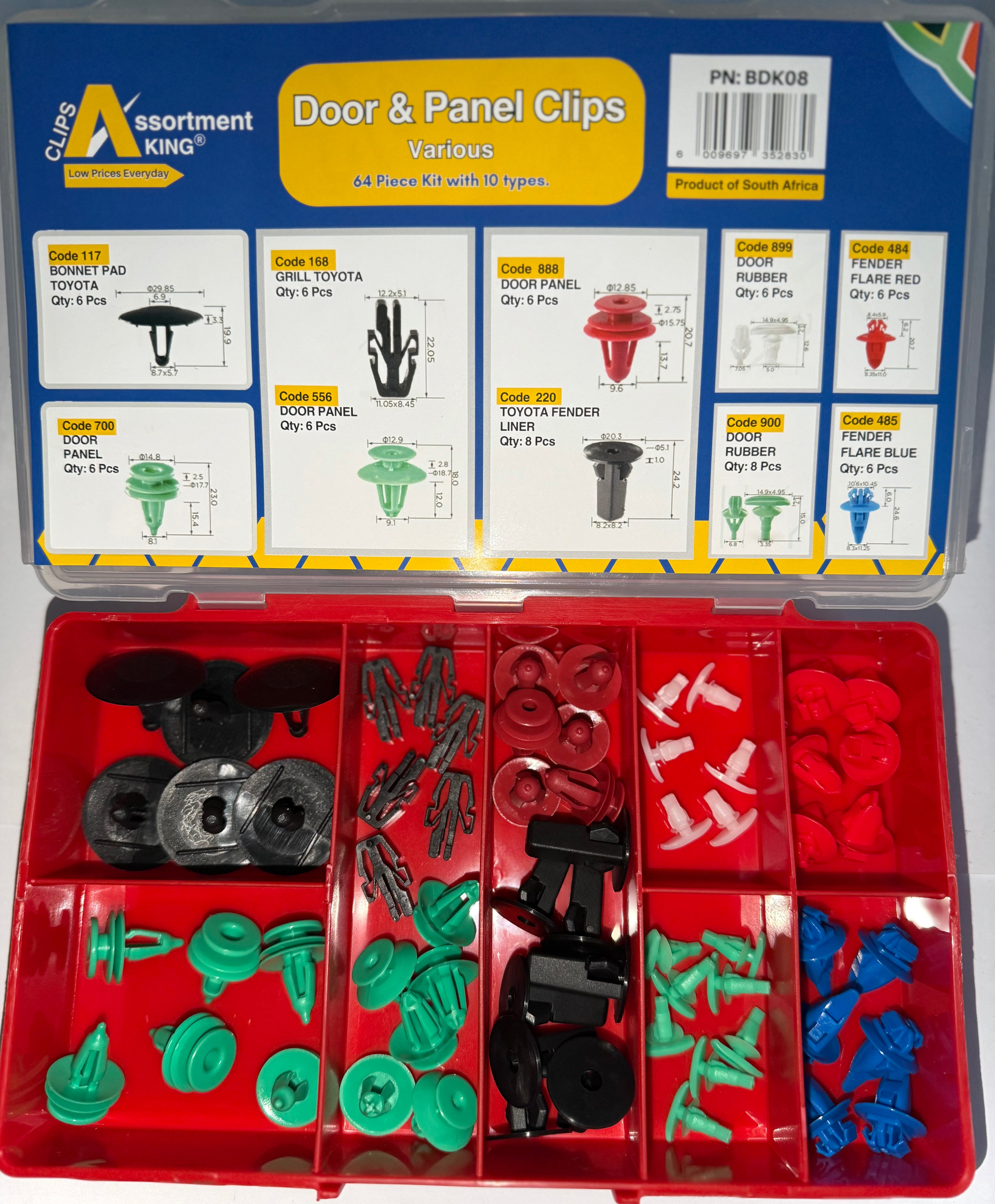 Door & Panel Clips Assortment – Universal Fit | 64 PCS