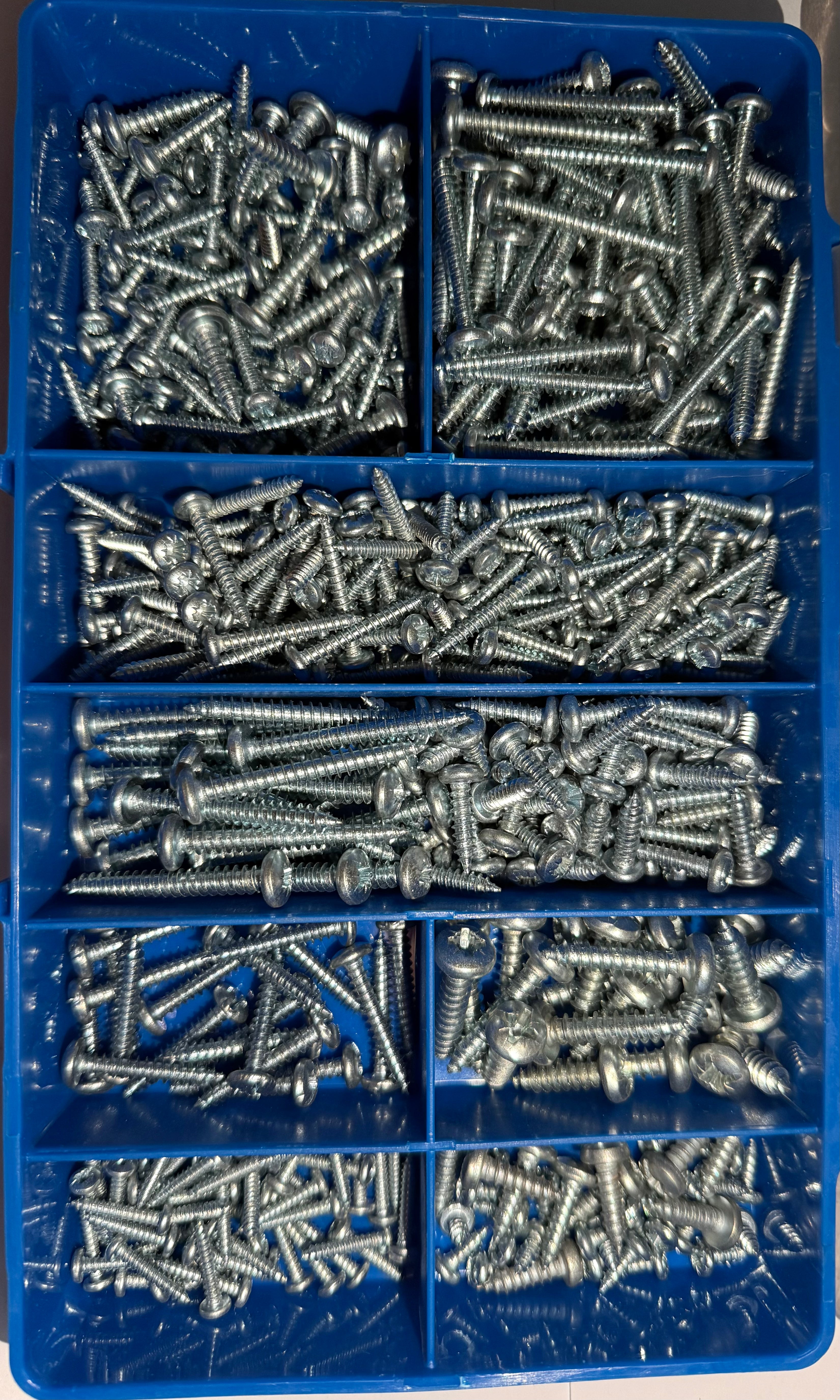 Pan Pozi DIN 7981 - 500 PCE Self Tapping Screws Kit | Zinc-Plated Steel