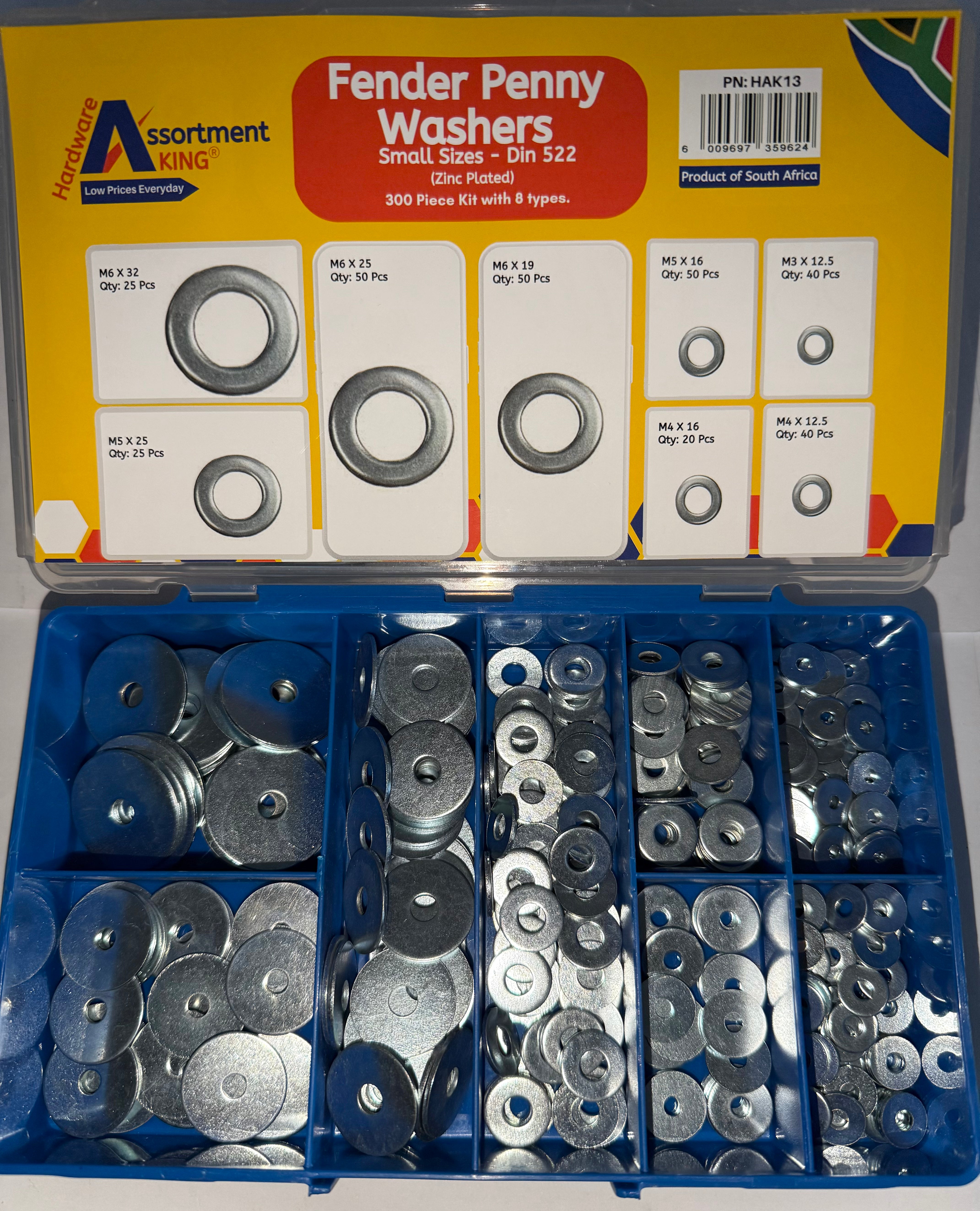 Fender Penny Washers Assortment Kit – 300 PCE | Small Sizes | DIN 522