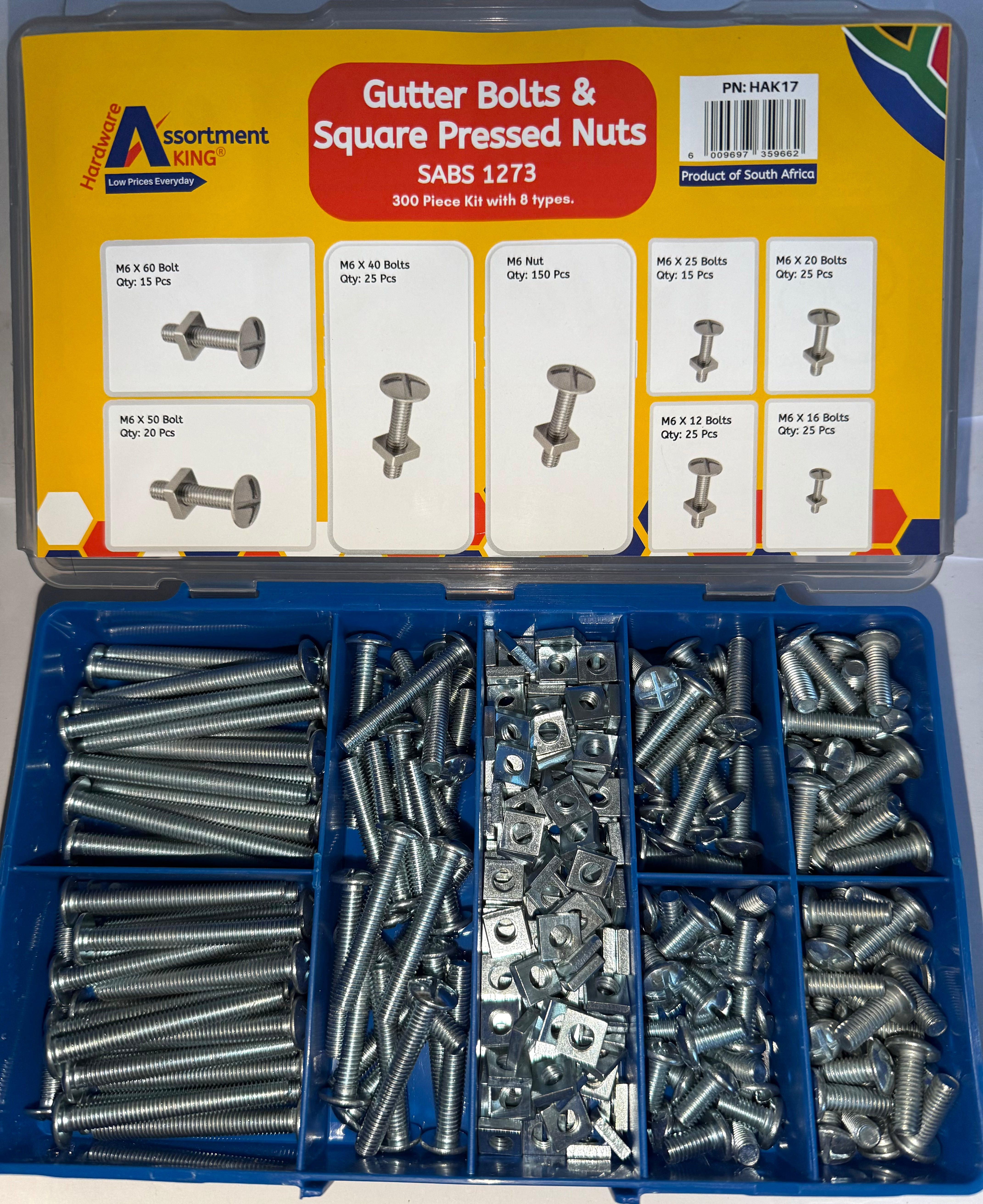 Gutter Bolts & Square Pressed Nuts - SABS 1273 | 300 PCS