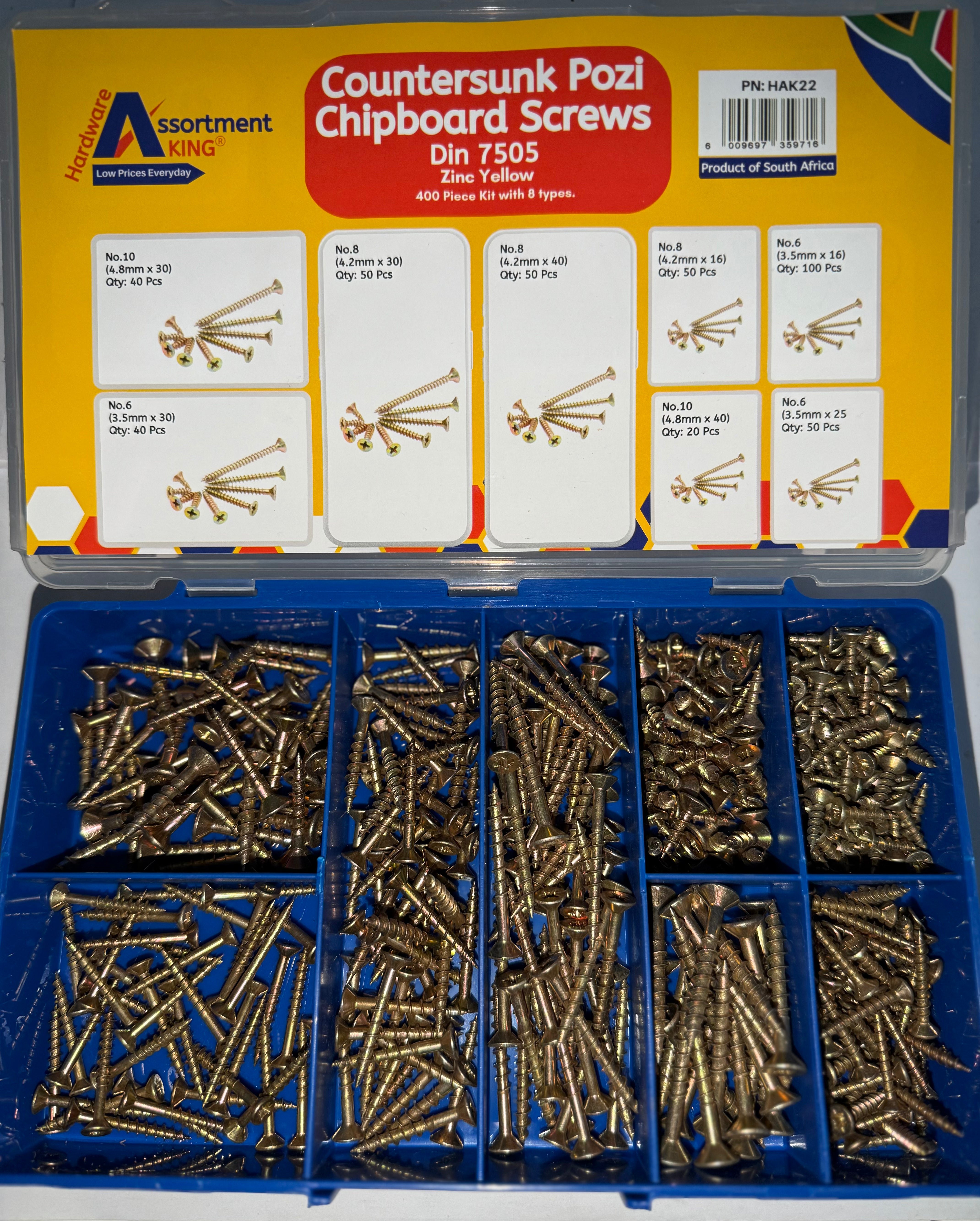 Countersunk Pozi Chipboard Screws - Din 7505 Zinc Yellow | 400 PCS