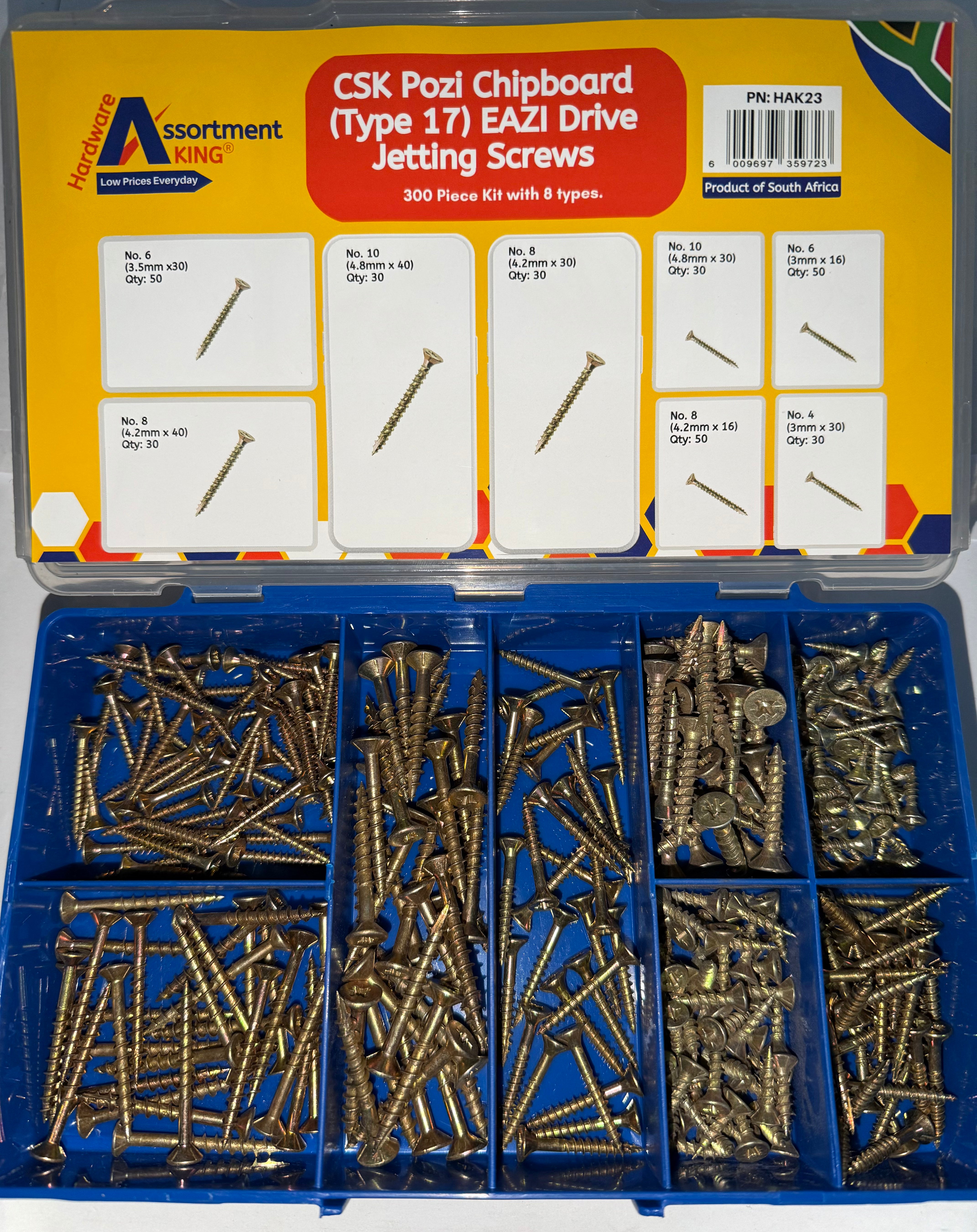 CSK Pozi Chipboard (Type 17) EAZI Drive Jetting Screws Assortment Kit – 300 PCE