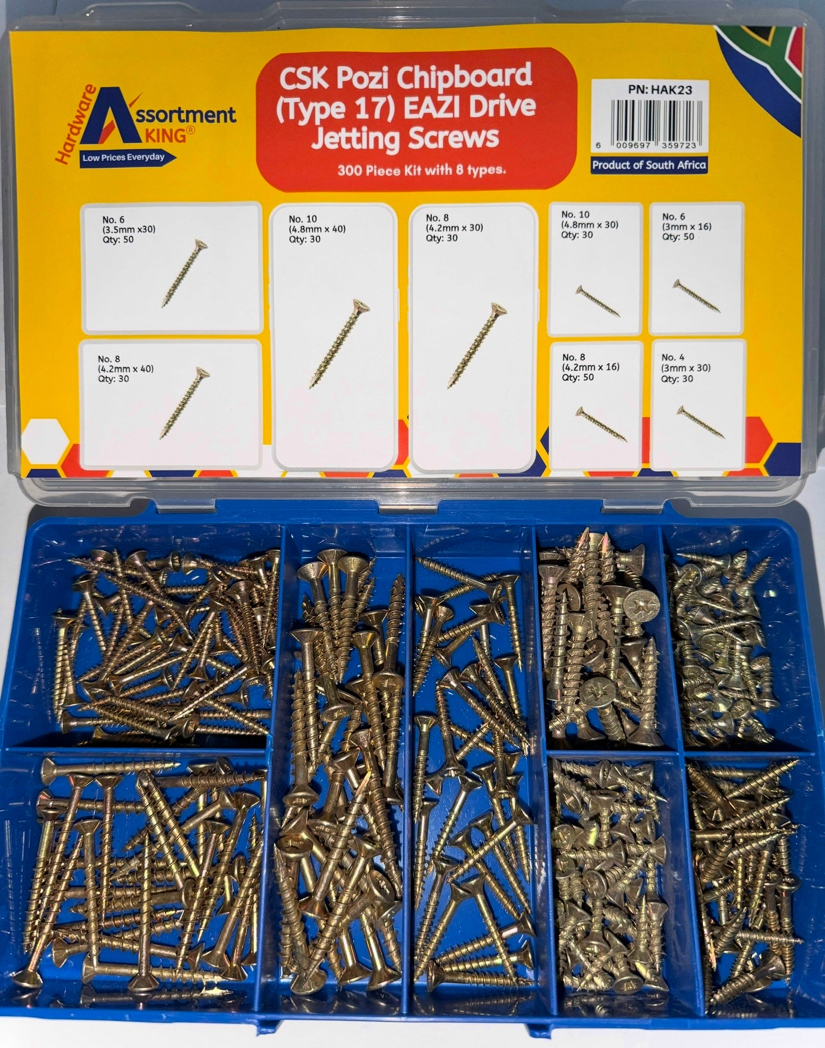 CSK Pozi Chipboard (Type 17) EAZI Drive Jetting Screws Assortment Kit – 300 PCE