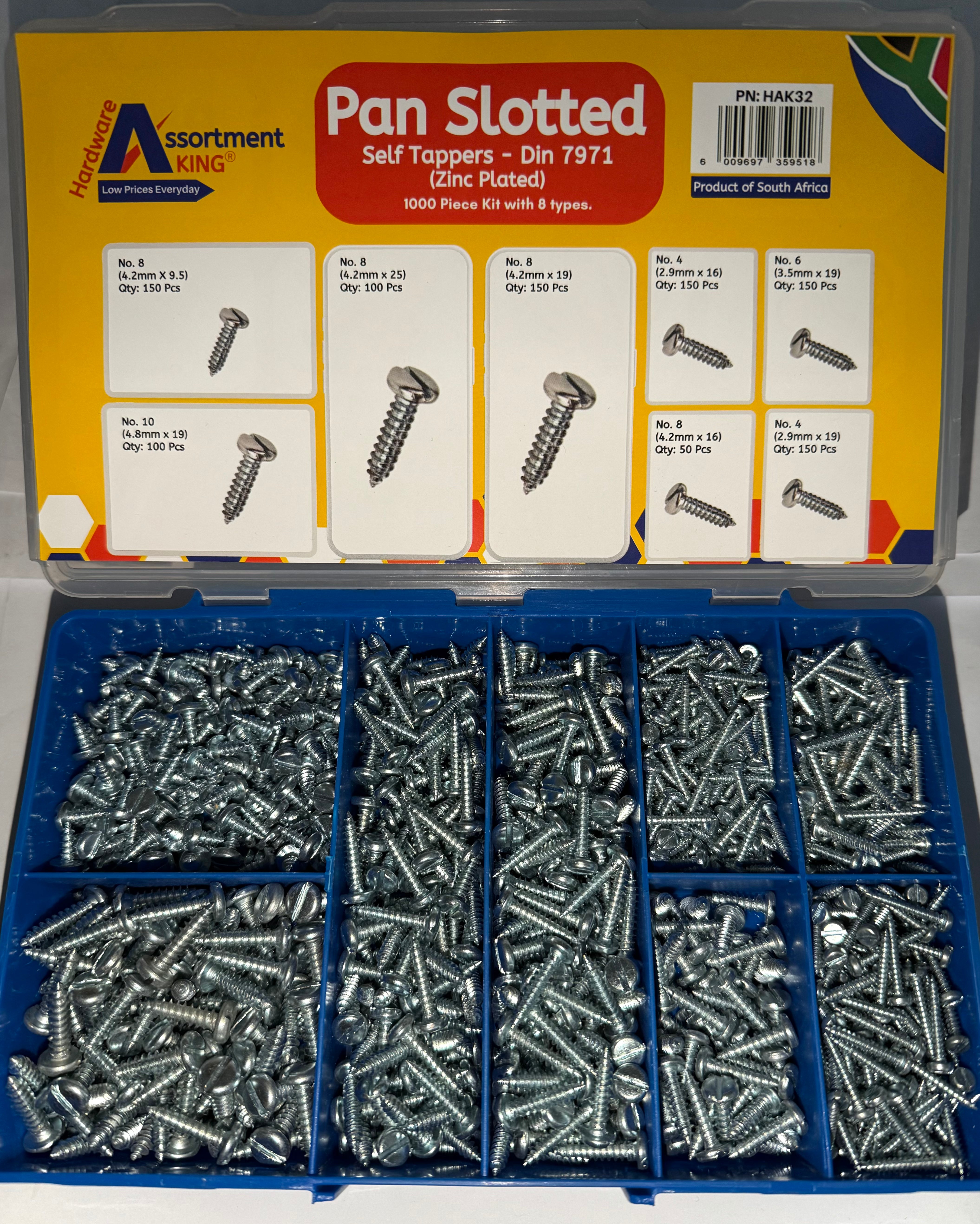 Pan Slotted Self Tapper - (Zinc Plated) Assortment Kit – 1,000 PCE