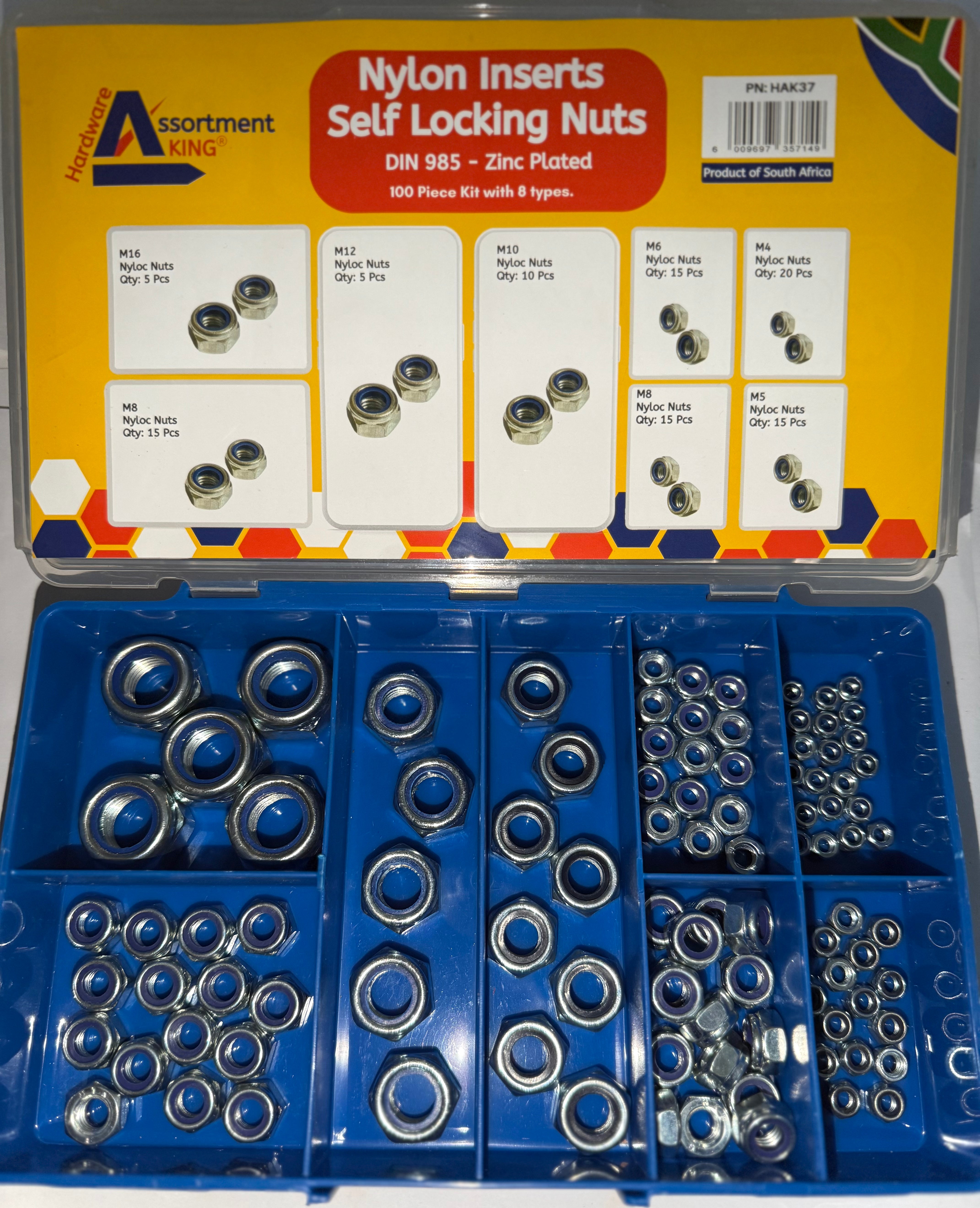 Nylon Inserts Self Locking Nut - Din 985 - Zinc Plated - 100 PCE