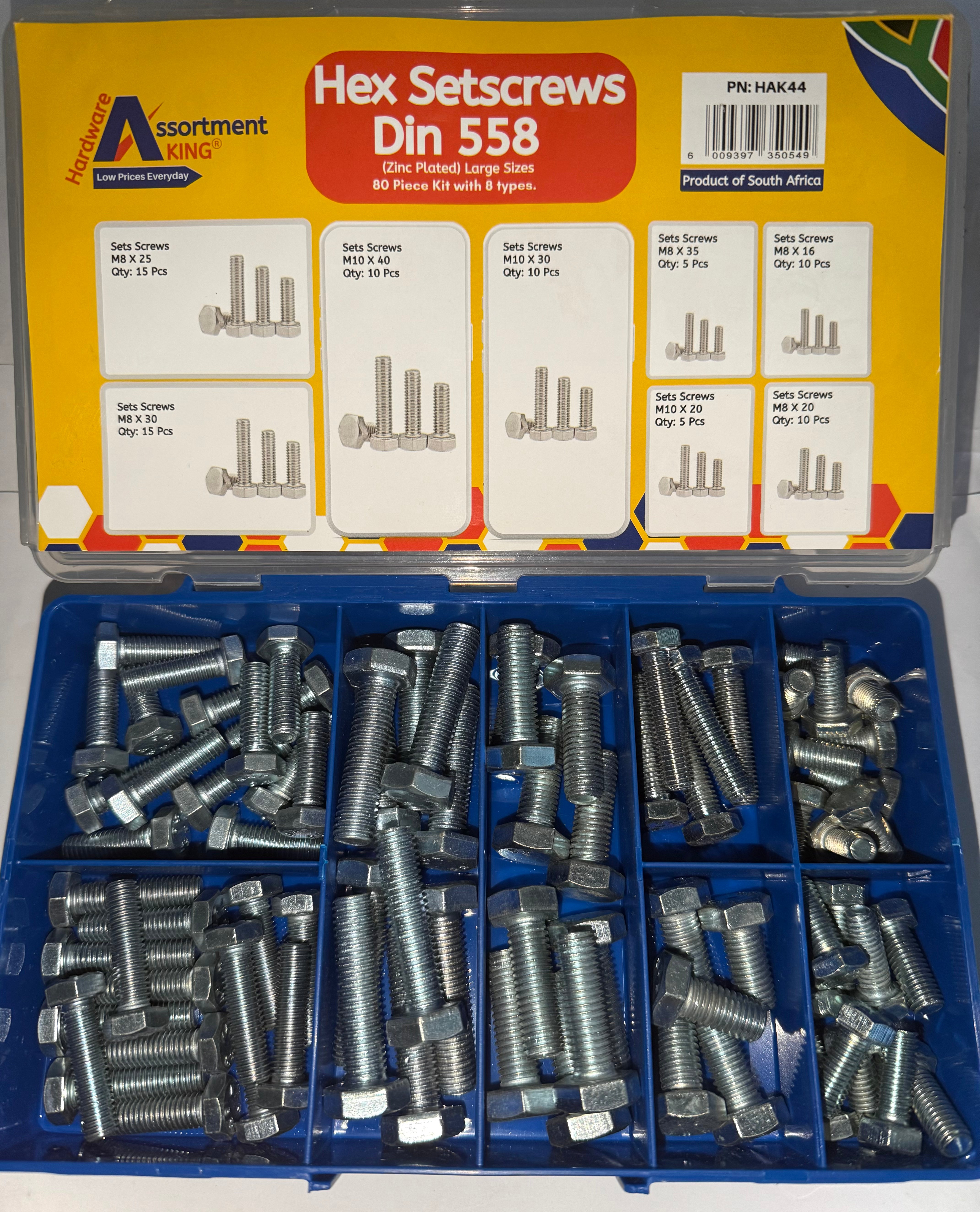 Hex Setscrews - Din 558 (Zinc Plated) - 80 PCE