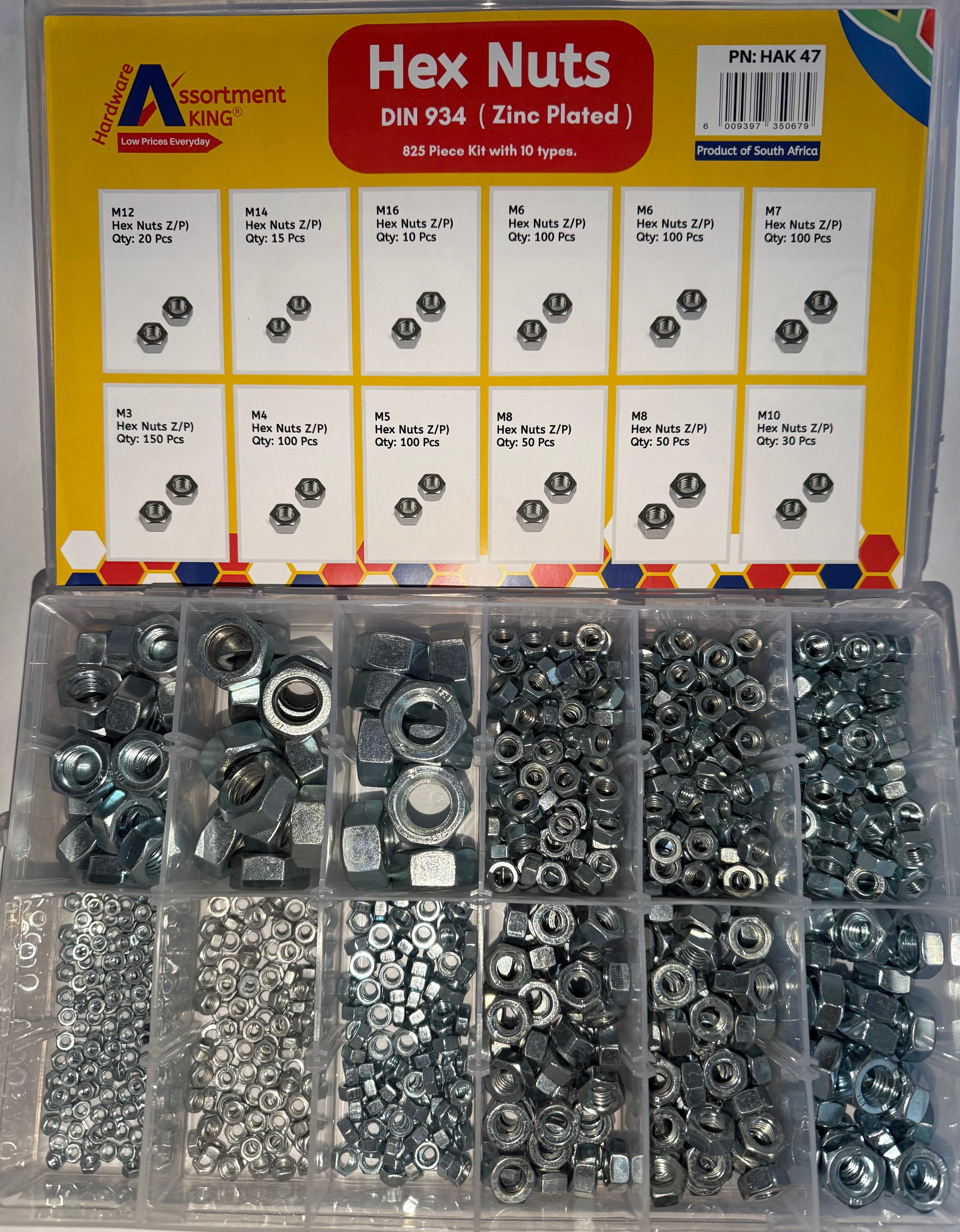 Hex Nuts-Din 934 (Zinc Plated) | Large Box - 825PCS