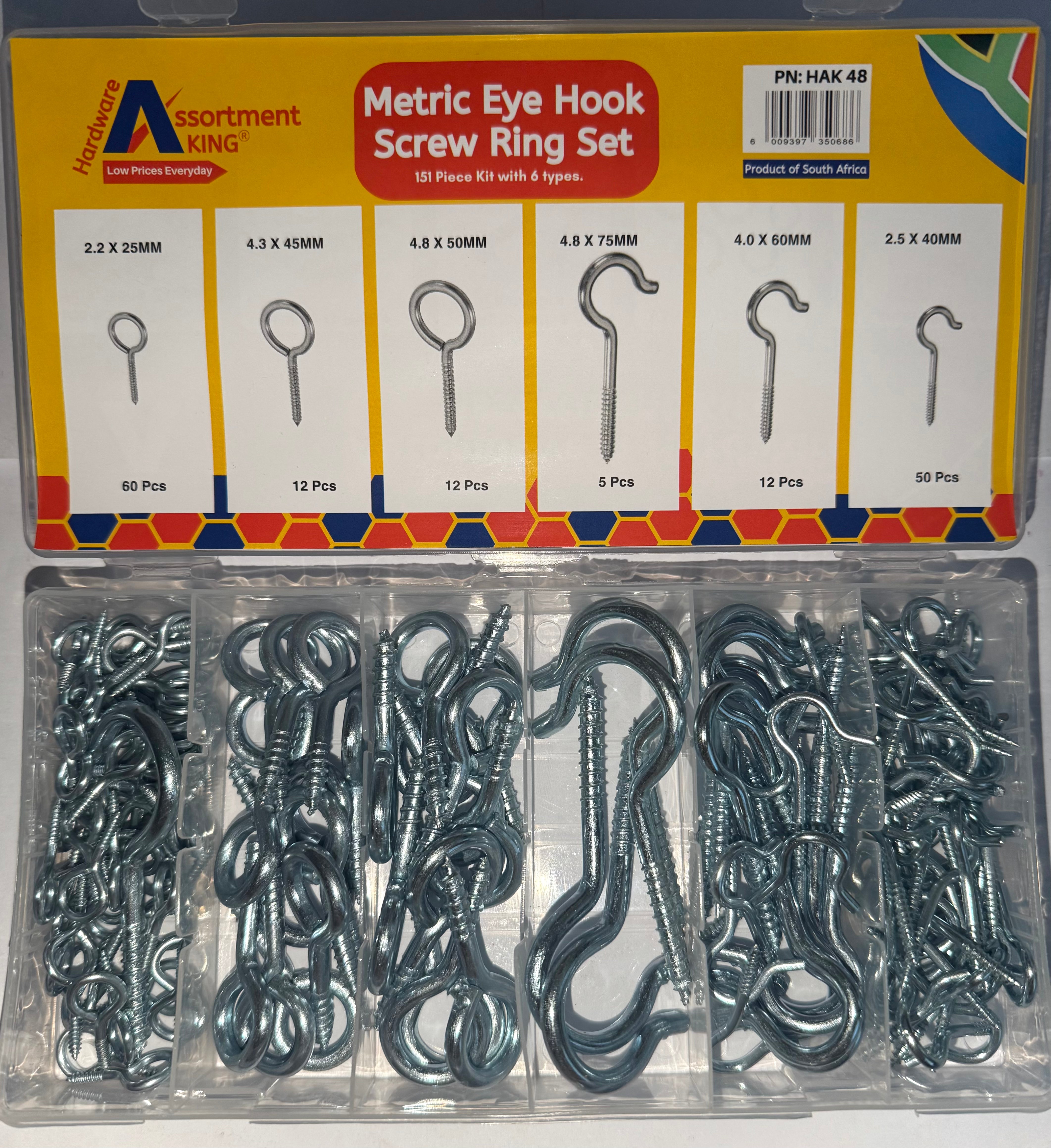 Metric Eye Hook Screw Ring Set Assortment Set - (Zinc Plated) 151 PCE