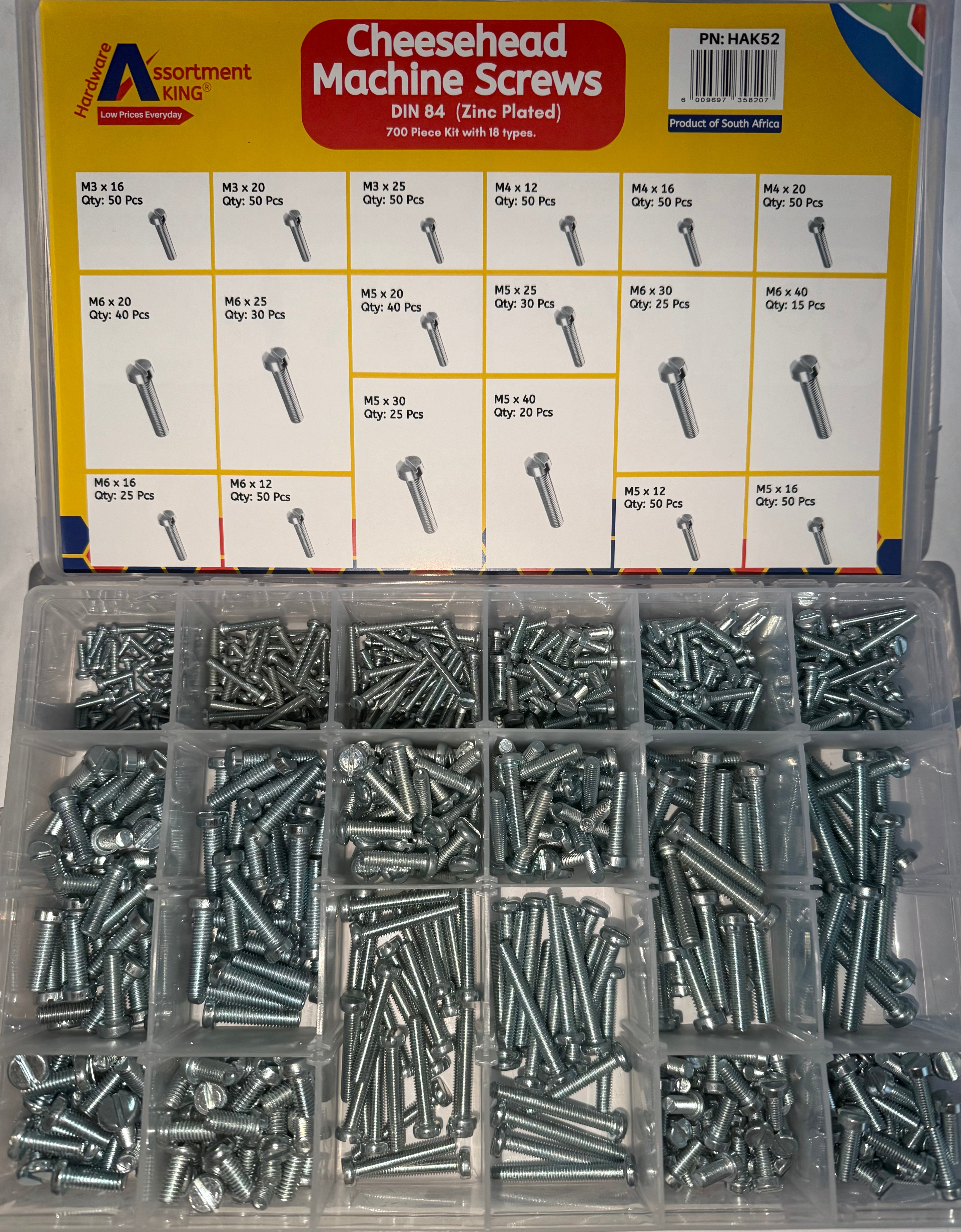 Cheesehead Machine Screws - Din 84 (Zinc Plated) - 700 PCE | Large Box