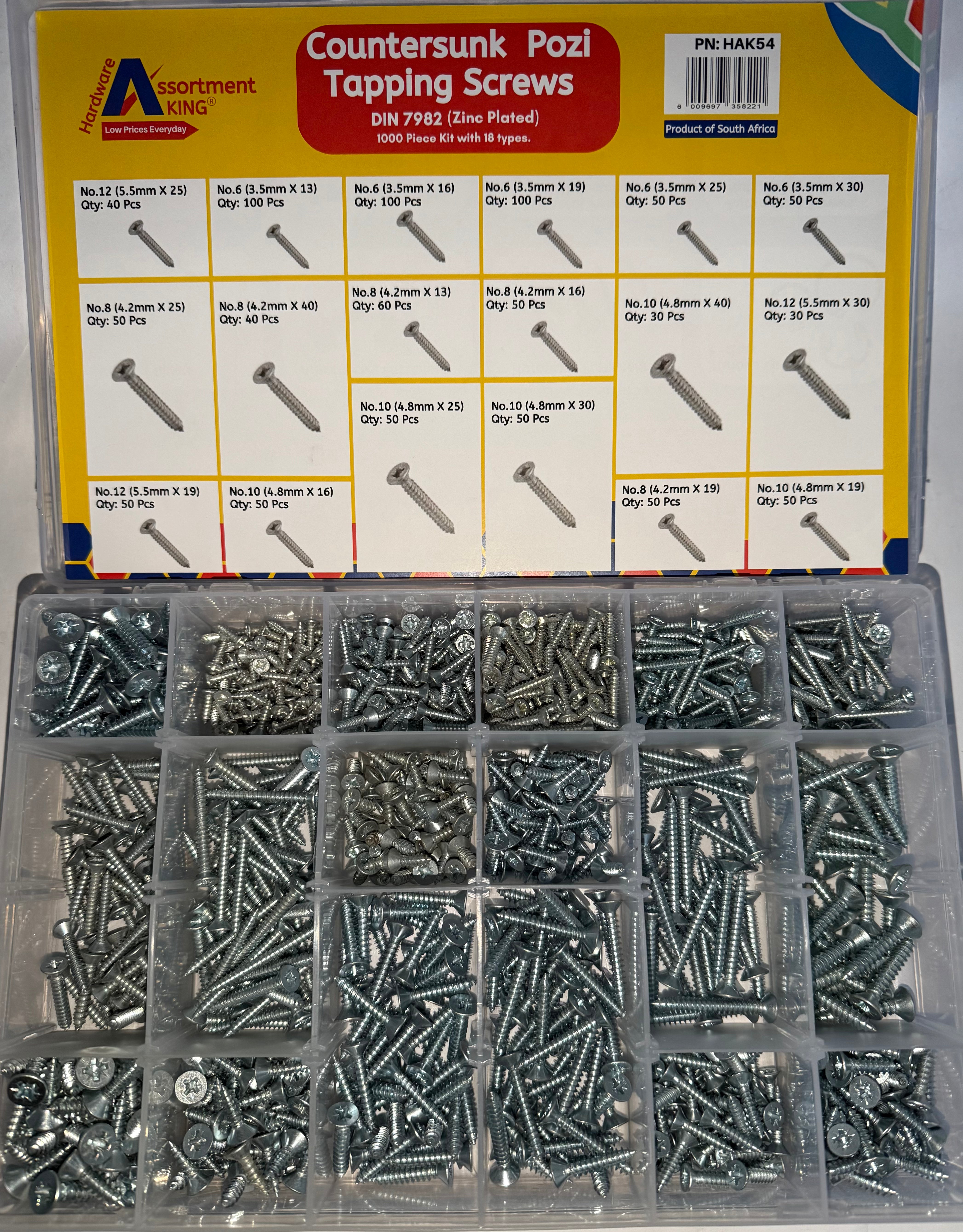 Countersunk Pozi Tapping Screws-Din 7982 (Zinc Plated) - 1000 PCS | Large Box