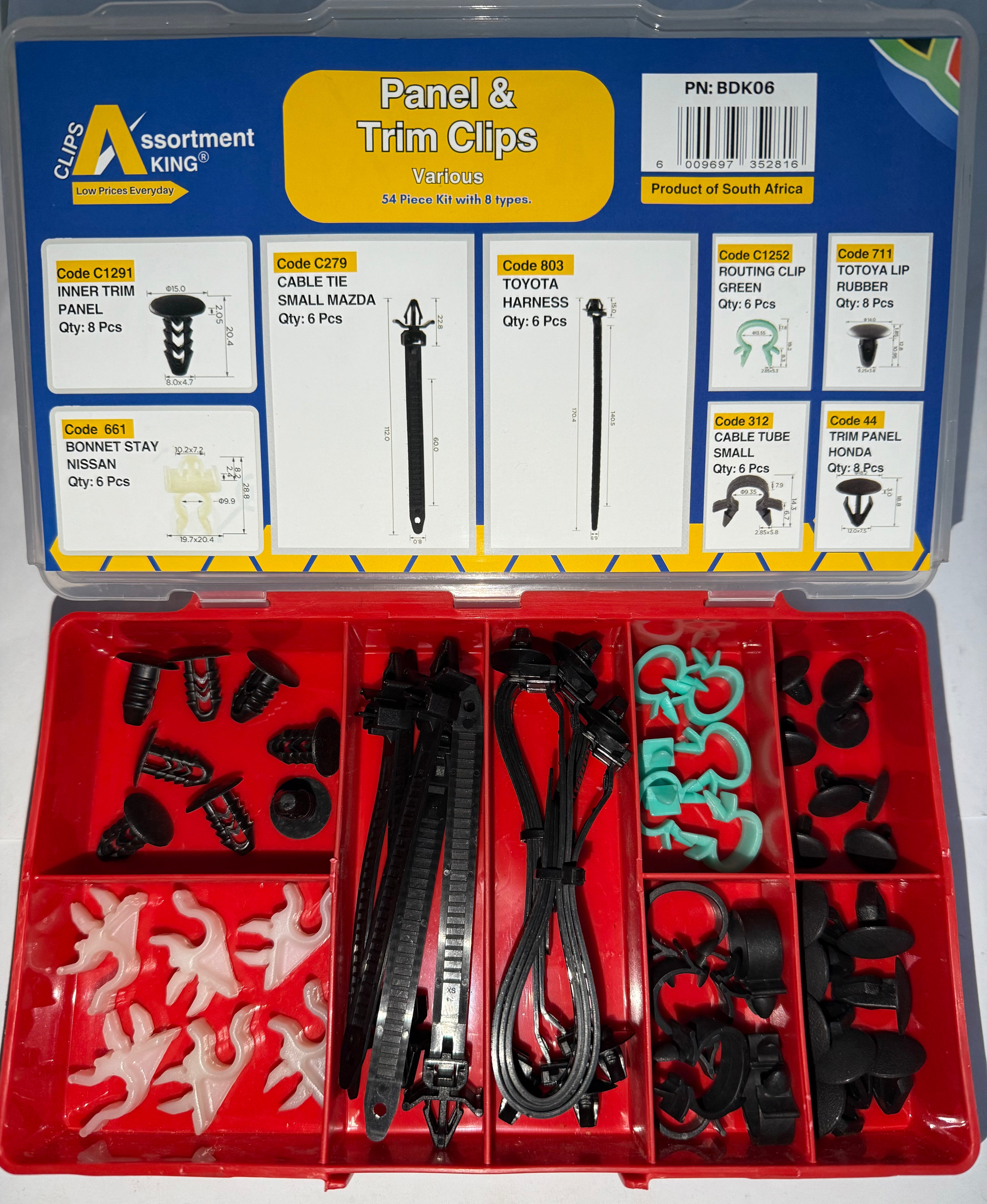Panel & Trim Clips Assortment – Various Interior & Engine Bay Retainers | 54 PCS