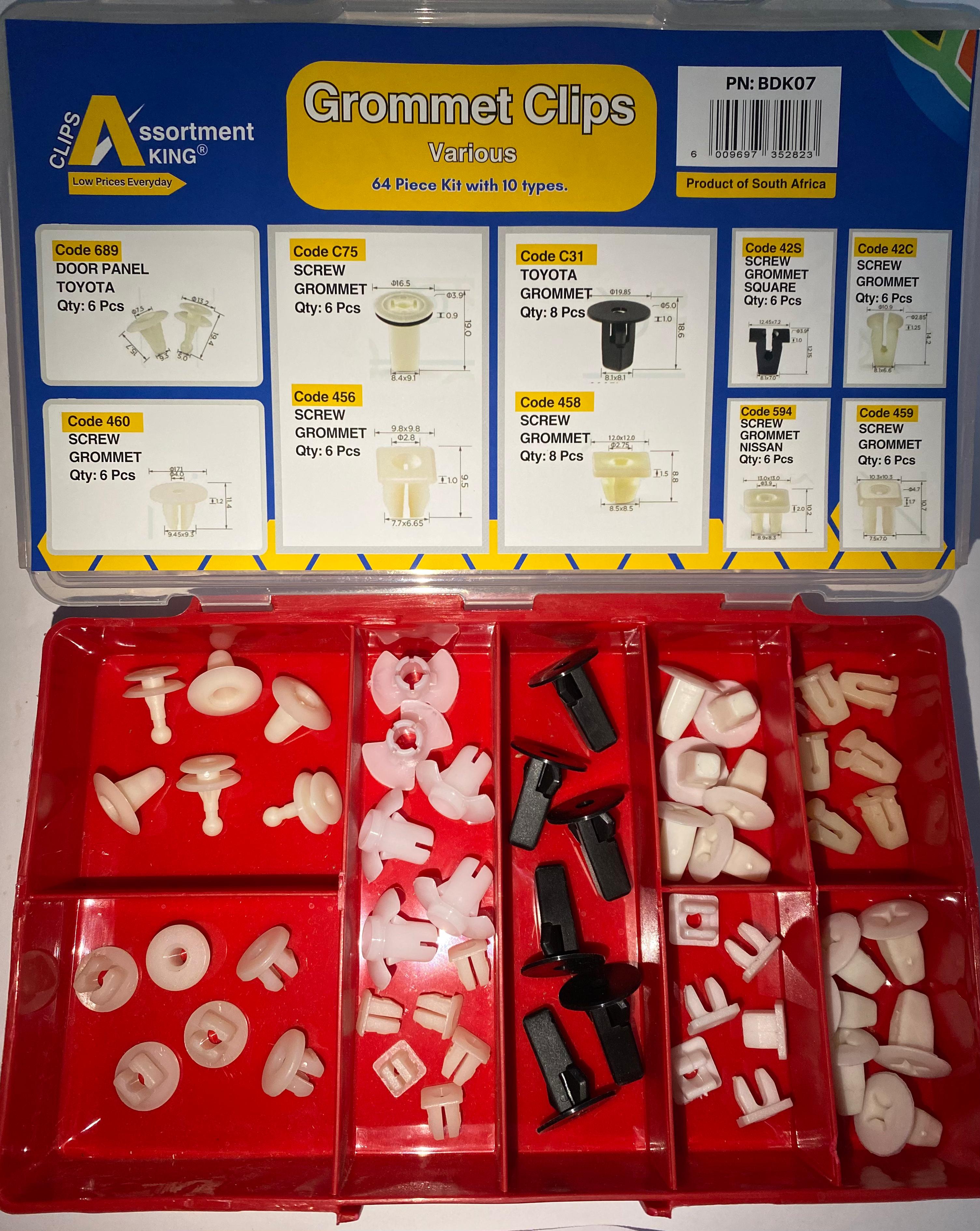 Grommet Clips Assortment – Universal Panel & Screw Grommets | 64 PCS