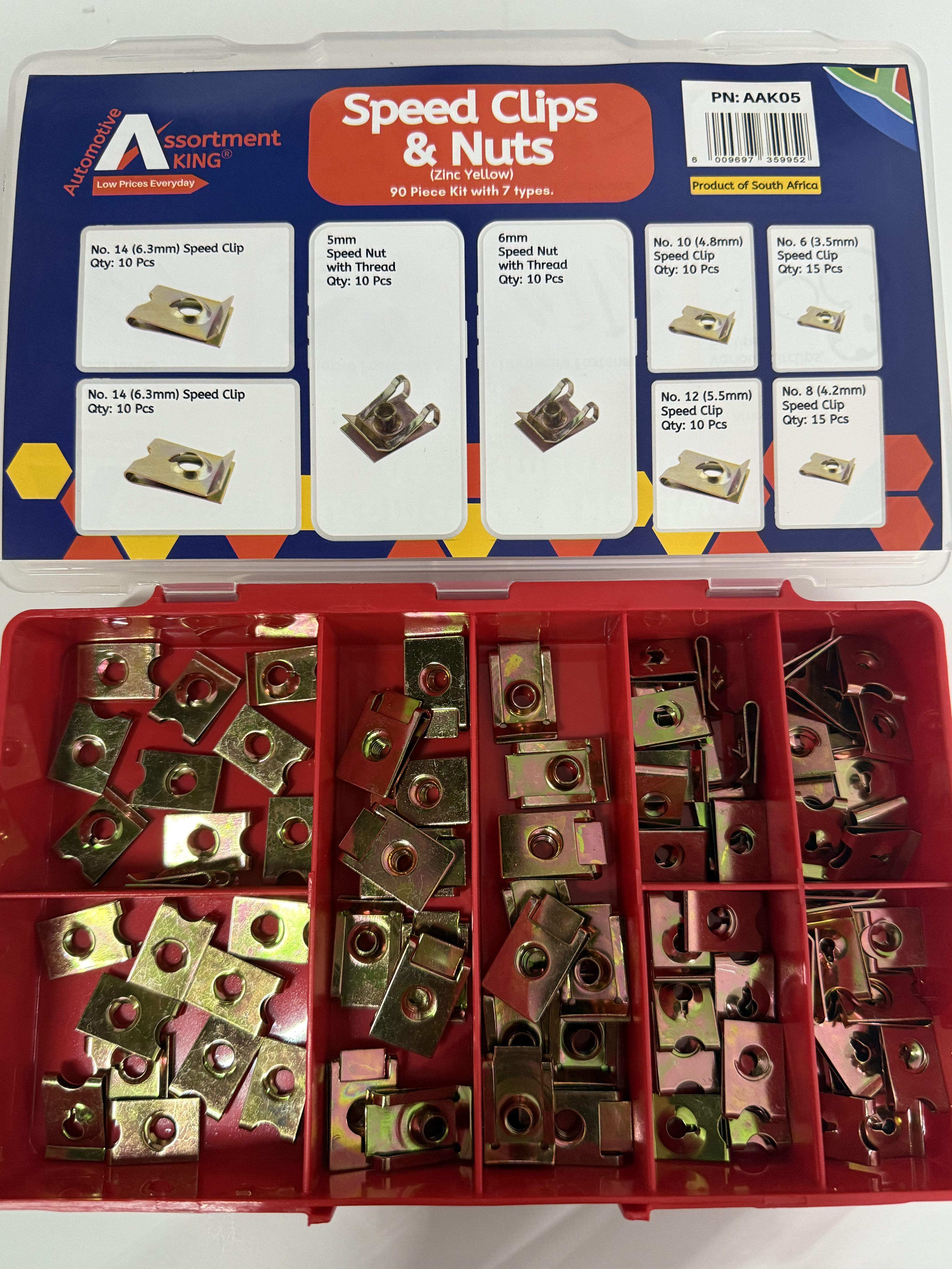 Speed Clips And Nuts (Zinc Yellow) - 90 Piece Kit