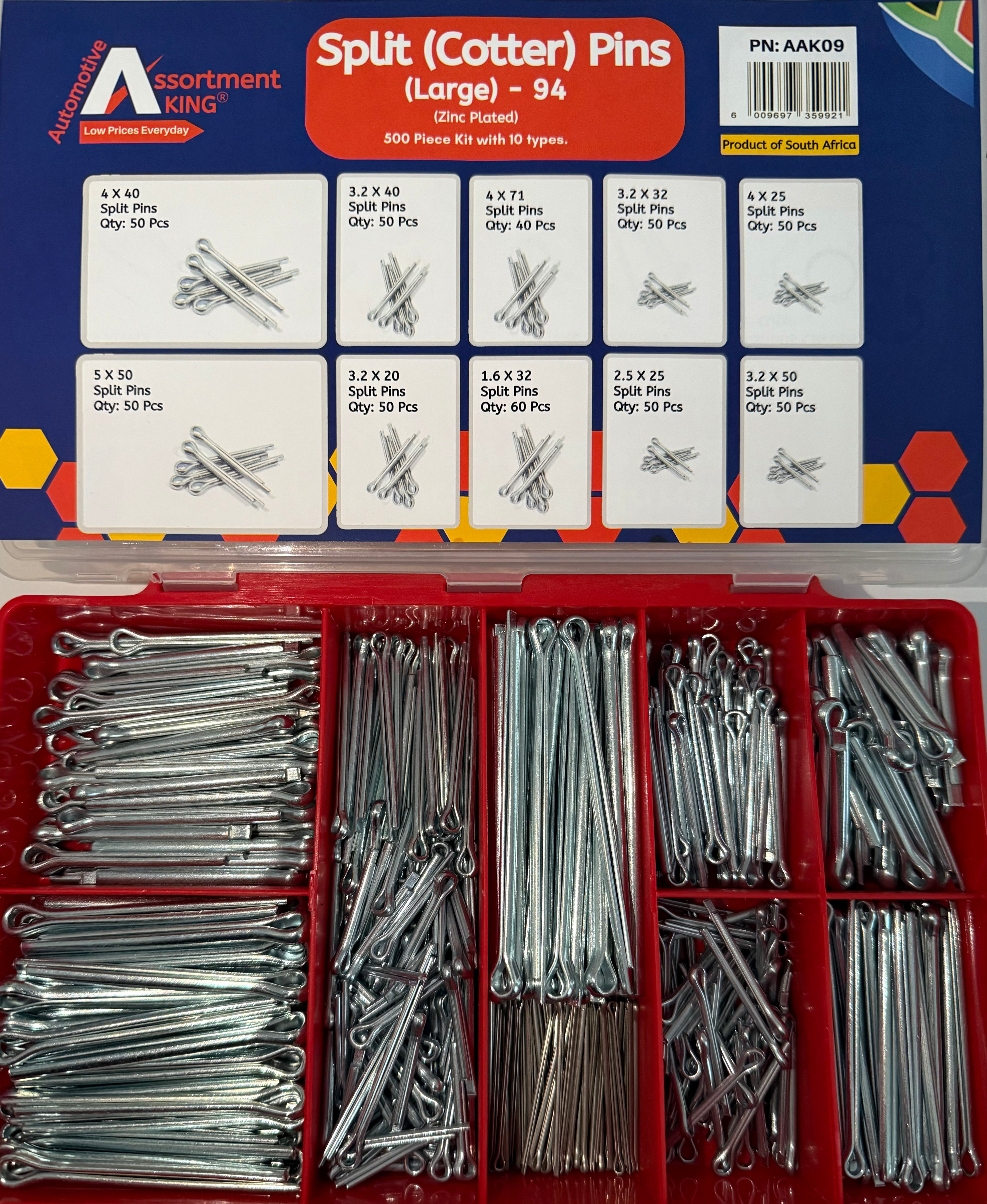 Split (Cotter) Pins – Large Assortment Kit (DIN 94) – 500 Pieces
