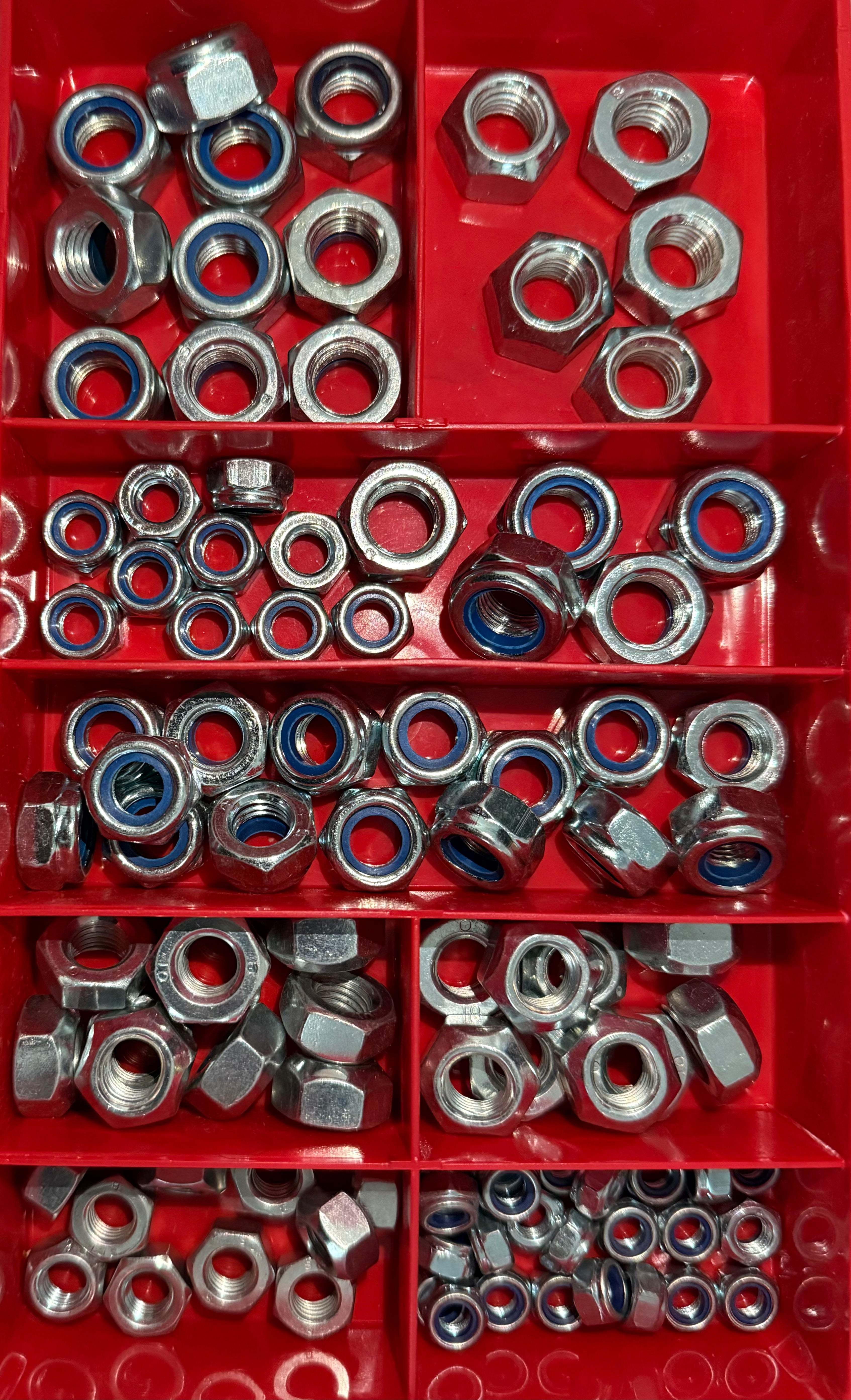 Self-Locking Nuts Assortment – Nyloc & Top Lock (100 Piece Kit)