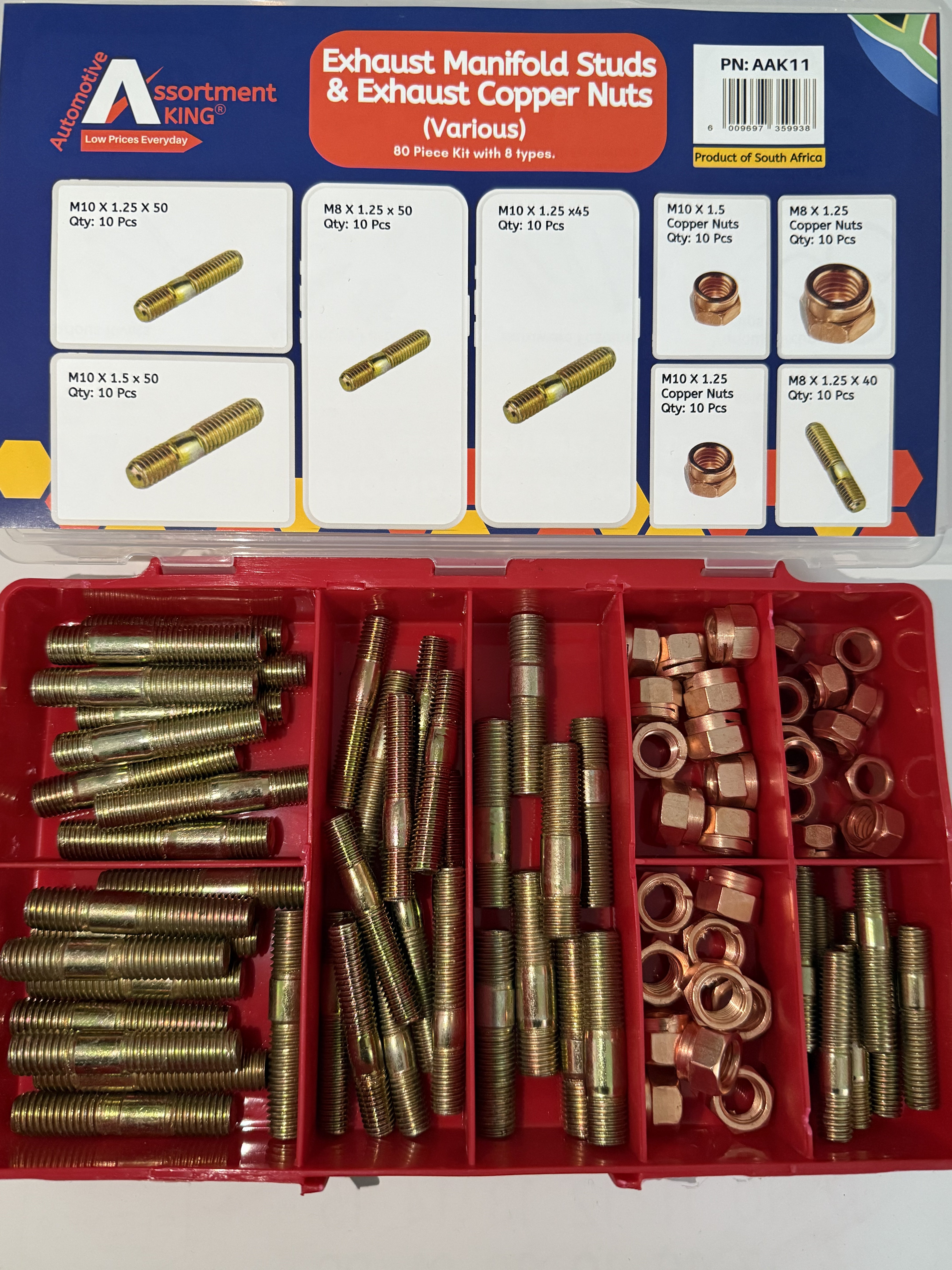 Exhaust Manifold Studs & Copper Nuts – 80 Piece Assortment Kit
