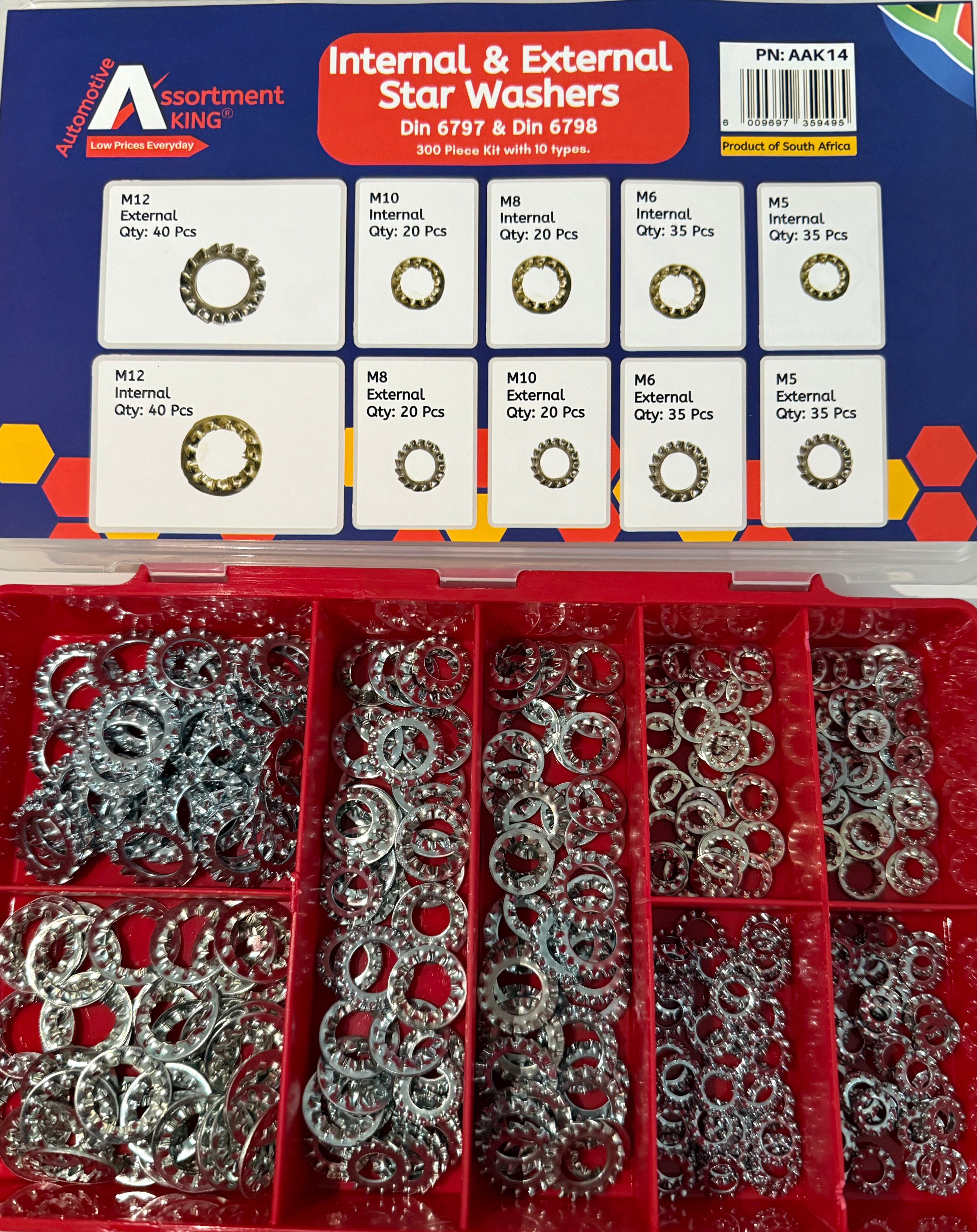 Internal & External Star Lock Washers | DIN 6797 & DIN 6798 – 300 Piece Kit