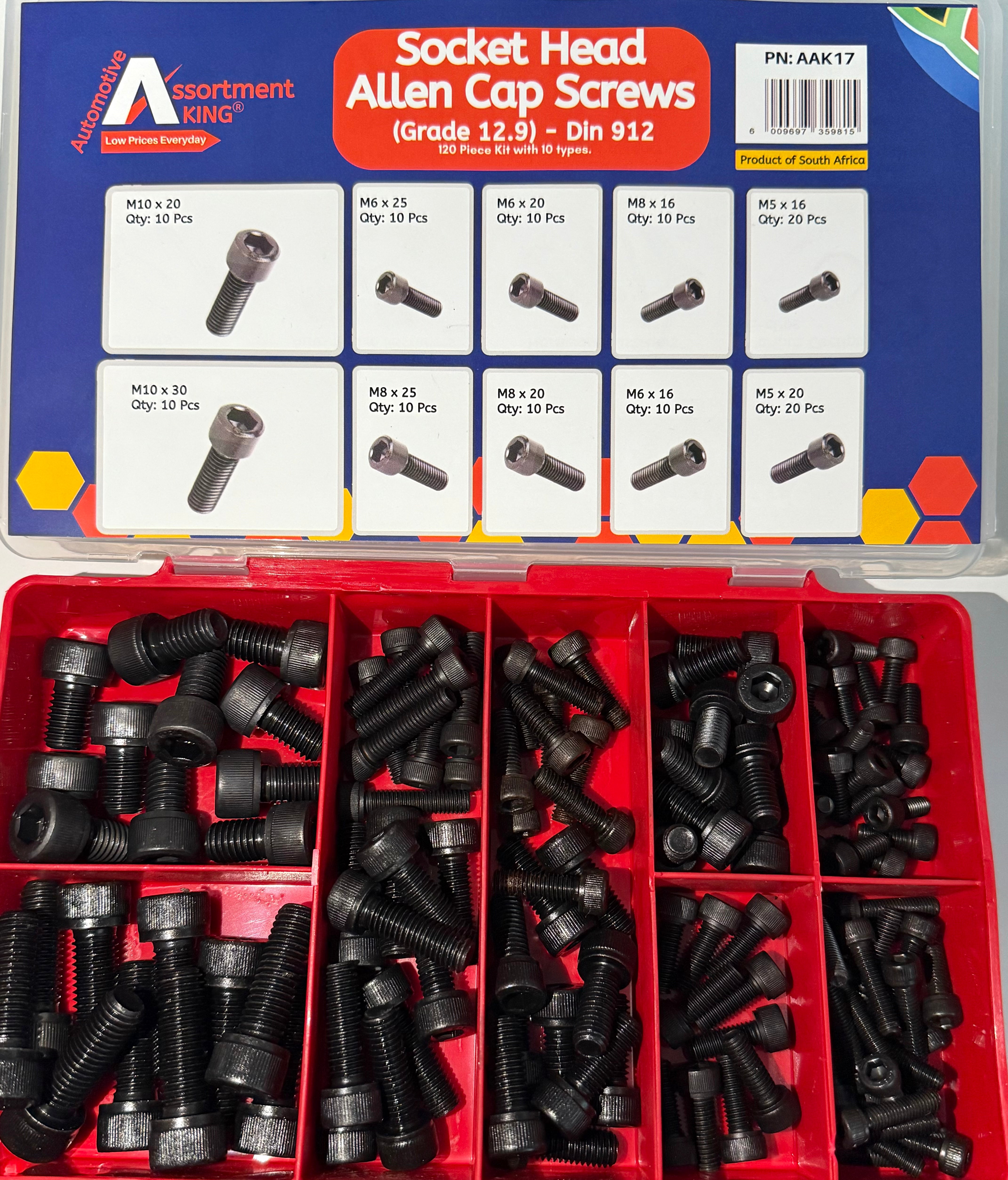 Socket Head Cap Screws – DIN 912 (Grade 12.9) | 120 Piece High-Tensile Kit