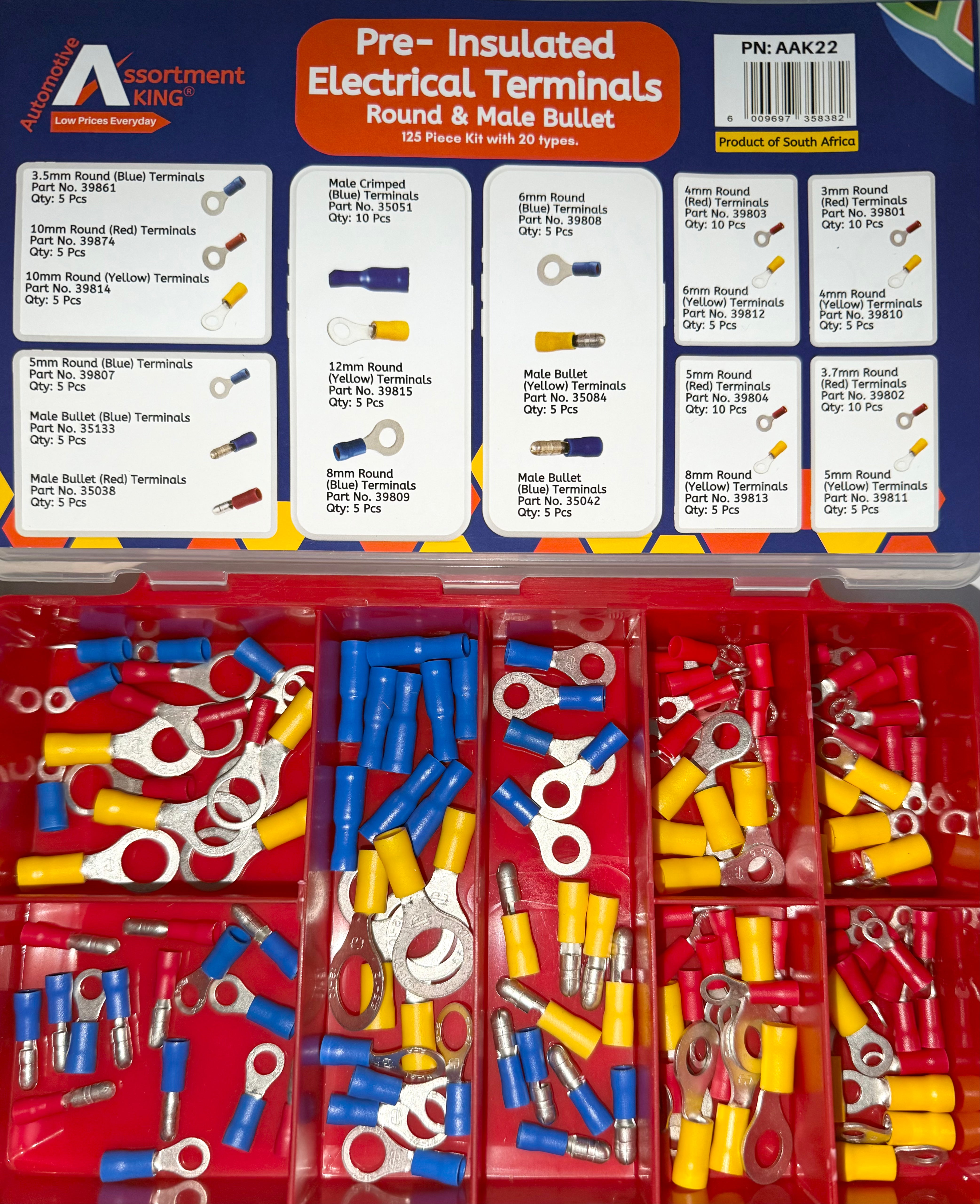 Pre-Insulated Round & Bullet Electrical Terminal Assortment Kit (125 Piece)