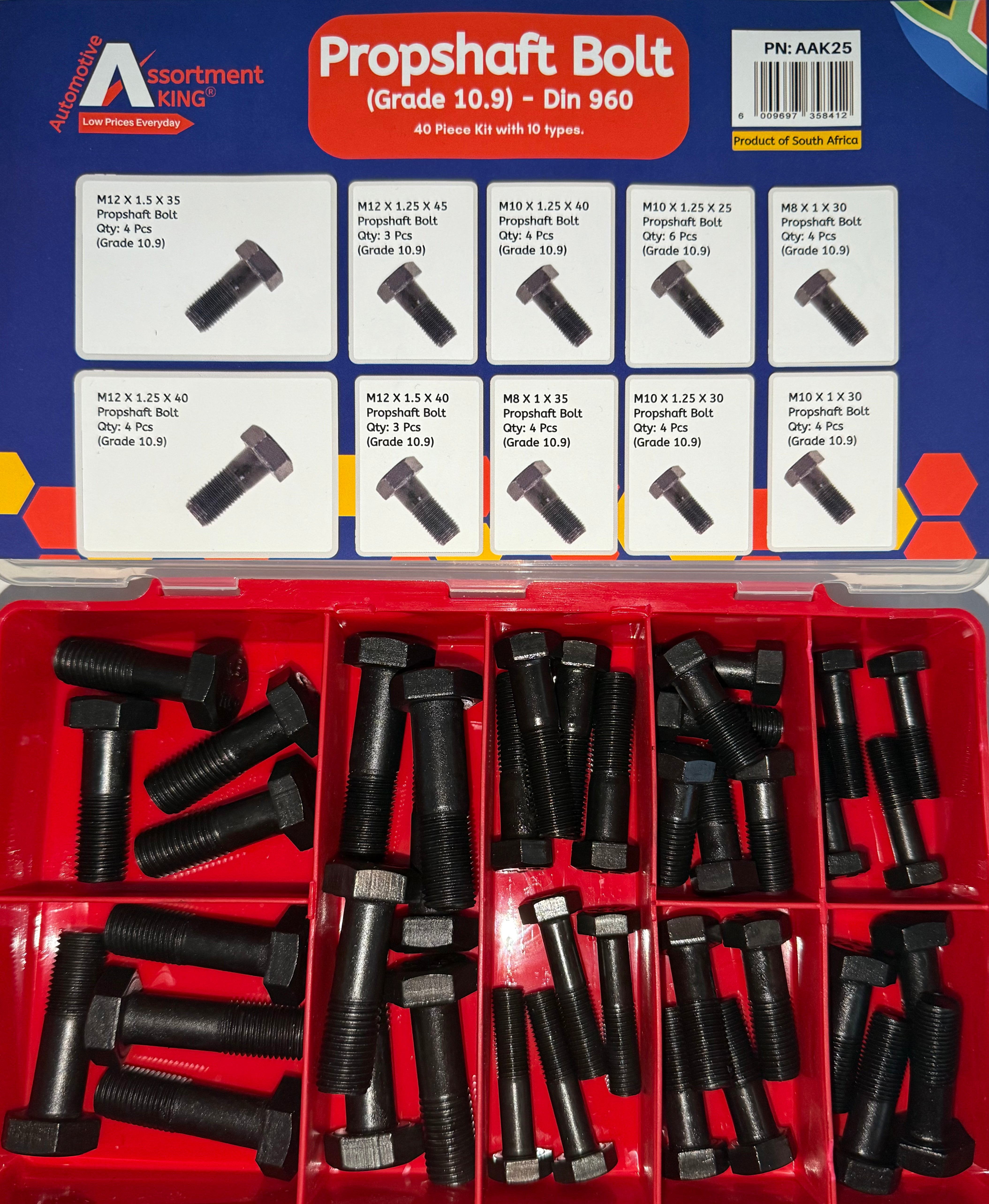 Propshaft Bolts Assortment Kit – Grade 10.9 | DIN 960 – 40 Piece