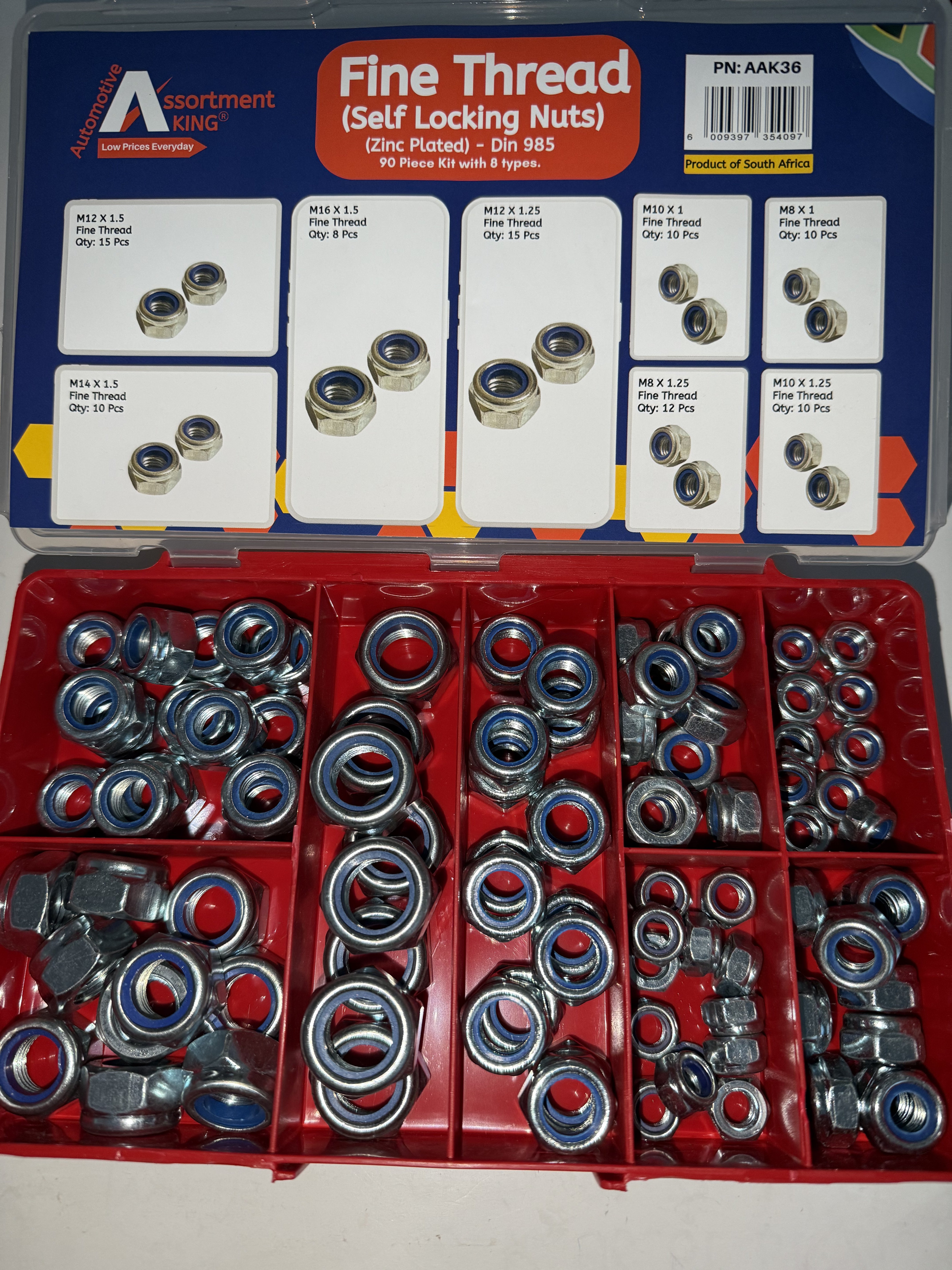 Fine Thread (Self Locking Nuts) (Zinc Plated) - Din 985 | 90 PCS